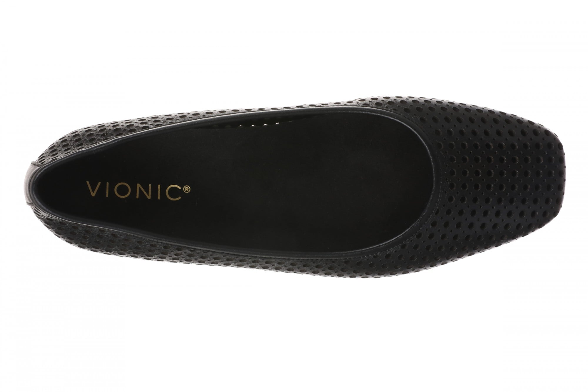 Vionic Orinda Perf Women's Comfort Arch Support Ballerina Shoe - Black - Top
