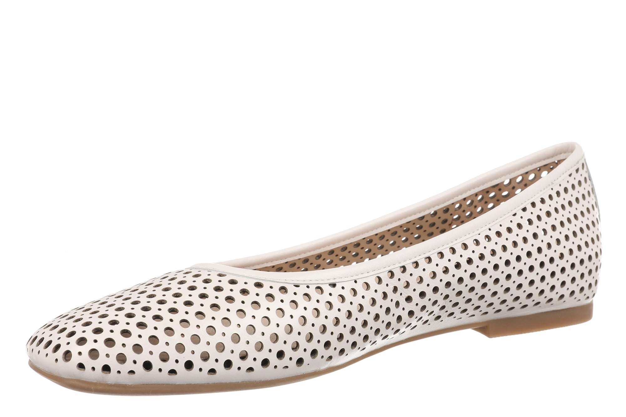 Vionic Orinda Perf Women's Comfort Arch Support Ballerina Shoe - Sea Salt - Left angle