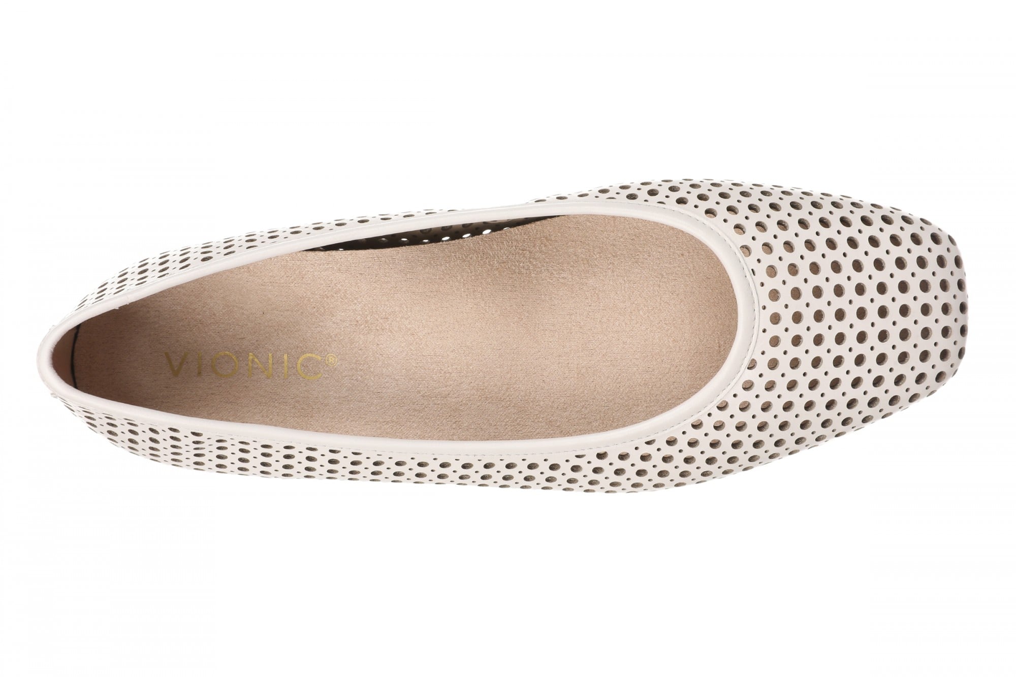 Vionic Orinda Perf Women's Comfort Arch Support Ballerina Shoe - Sea Salt - Top