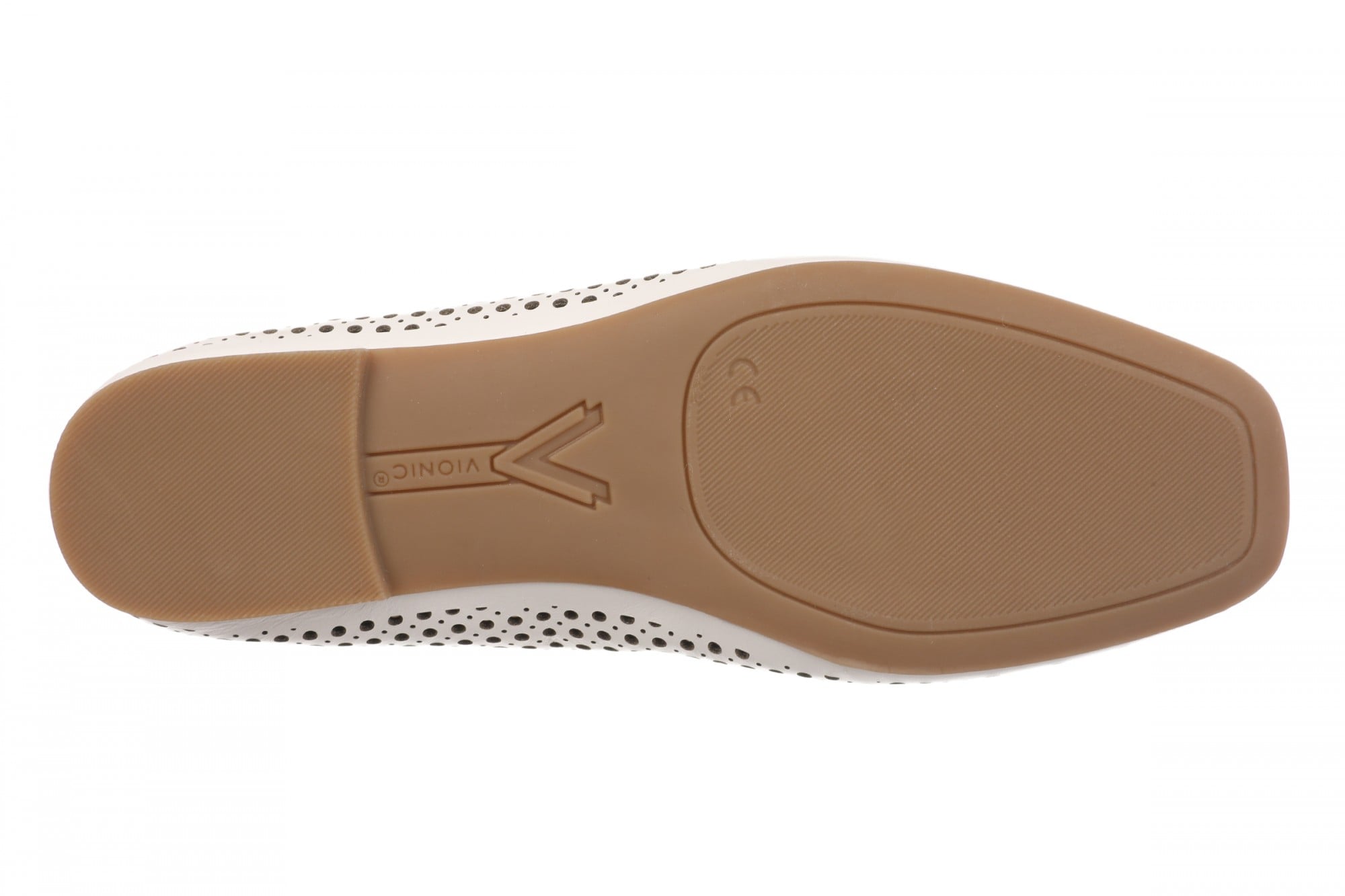 Vionic Orinda Perf Women's Comfort Arch Support Ballerina Shoe - Sea Salt - Bottom