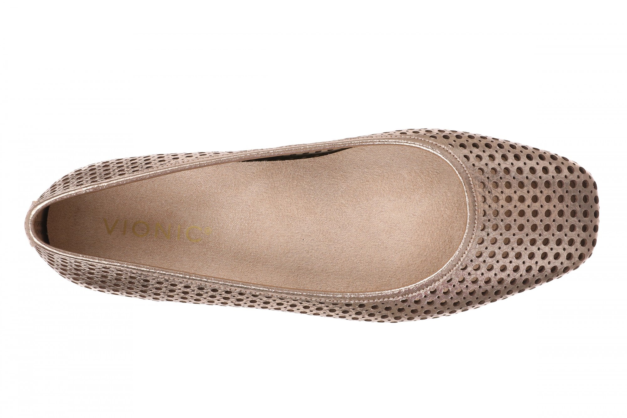 Vionic Orinda Perf Women's Comfort Arch Support Ballerina Shoe - Bronze - Top