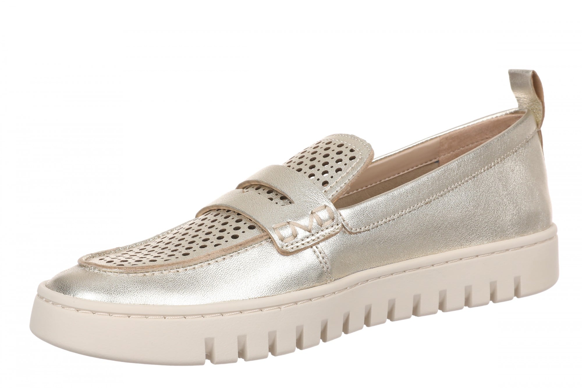 Vionic Uptown Perf Women's Arch Support Comfort Loafer - Gold - Left angle