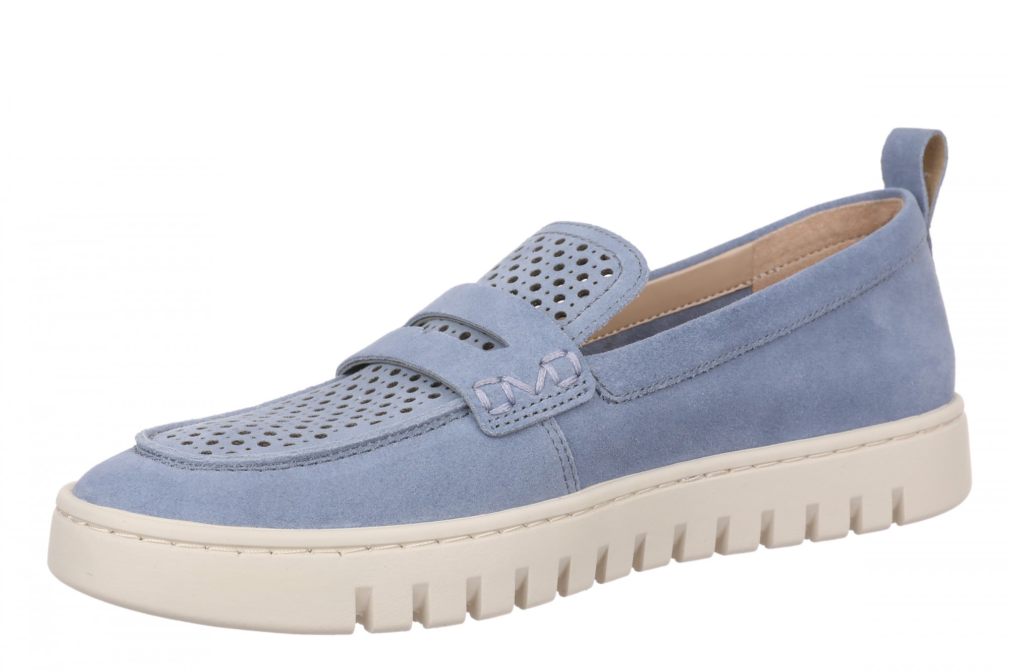 Vionic Uptown Perf Women's Arch Support Comfort Loafer - Pacific Blue - Left angle