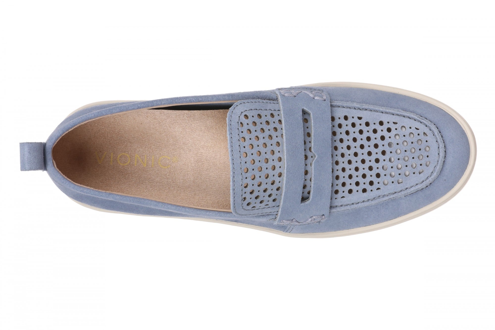 Vionic Uptown Perf Women's Arch Support Comfort Loafer - Pacific Blue - Top