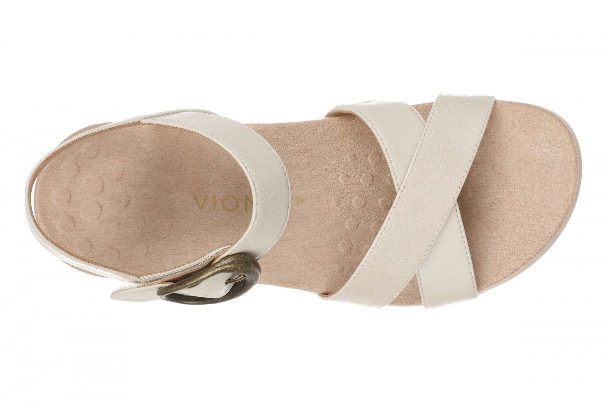 Vionic Ramsey Women's Cushioned T-Strap Sandal - Cream - Top