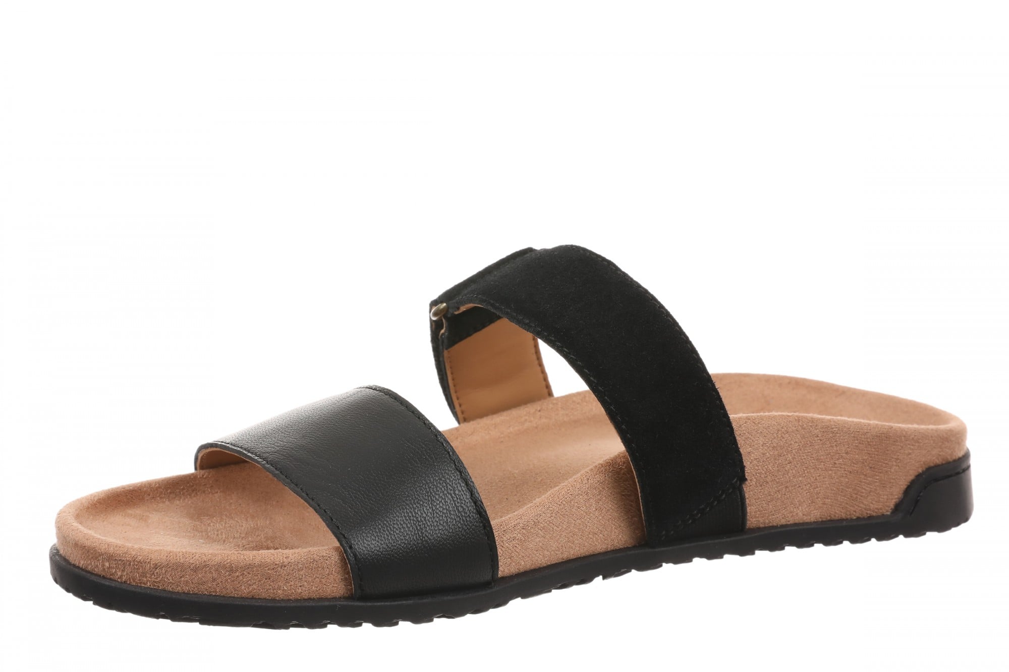 Vionic Elaine Women's Adjustable Arch Support Slide Sandal - Black - Left angle
