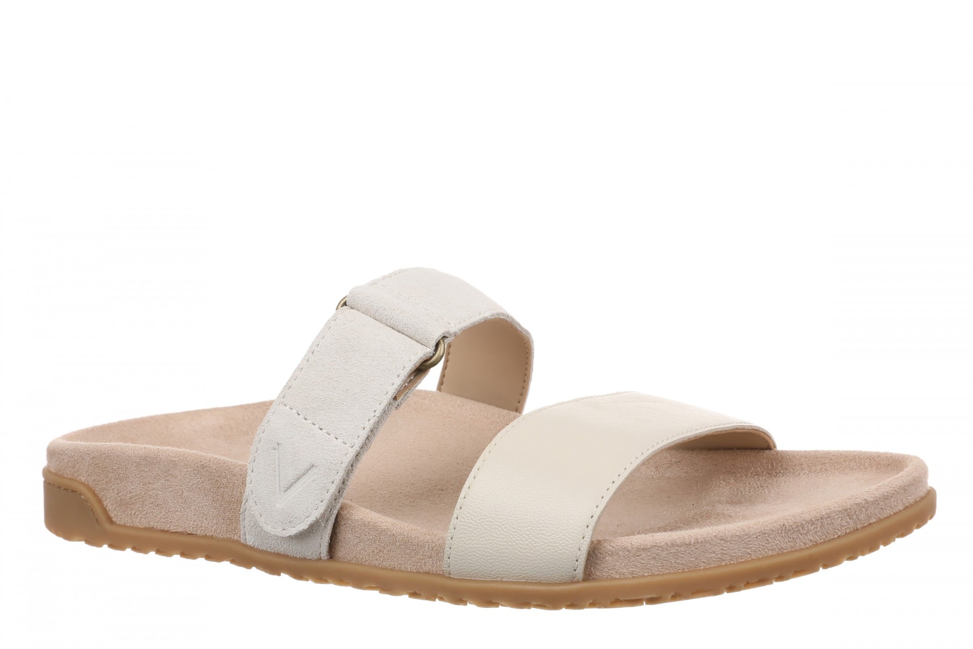 Vionic Elaine Women's Adjustable Arch Support Slide Sandal - CREAM Nappa Leather - Angle main