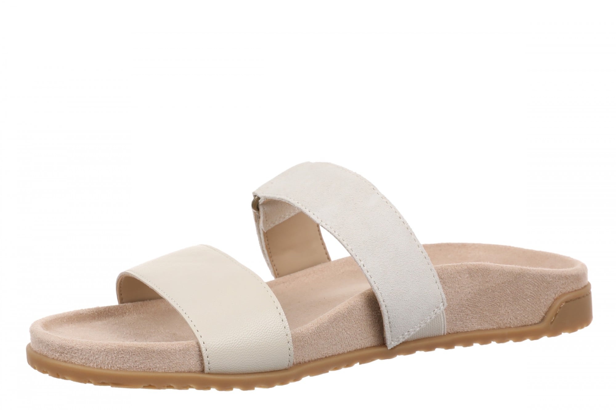 Vionic Elaine Women's Adjustable Arch Support Slide Sandal - CREAM Nappa Leather - Left angle