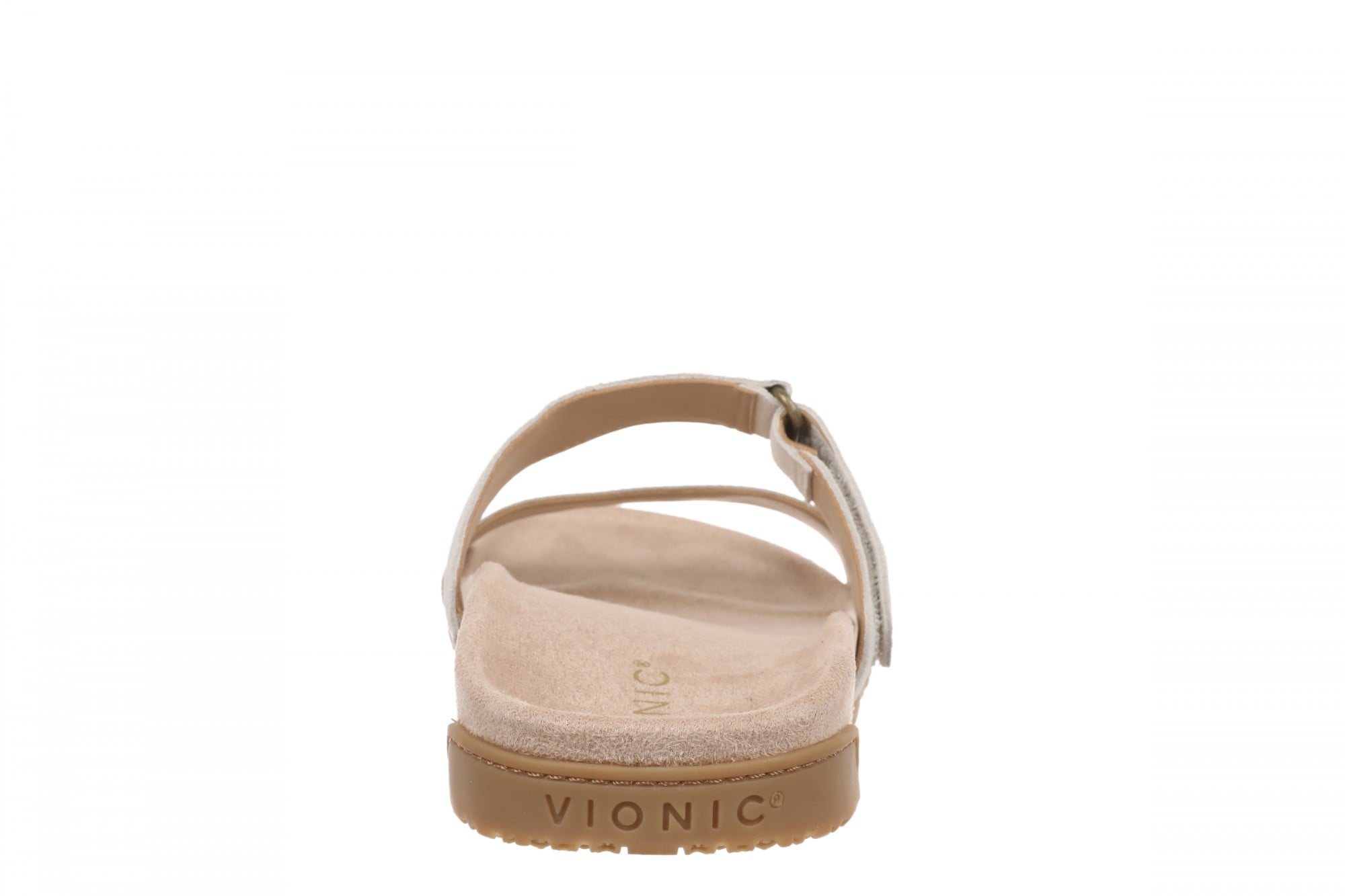 Vionic Elaine Women's Adjustable Arch Support Slide Sandal - CREAM Nappa Leather - Back