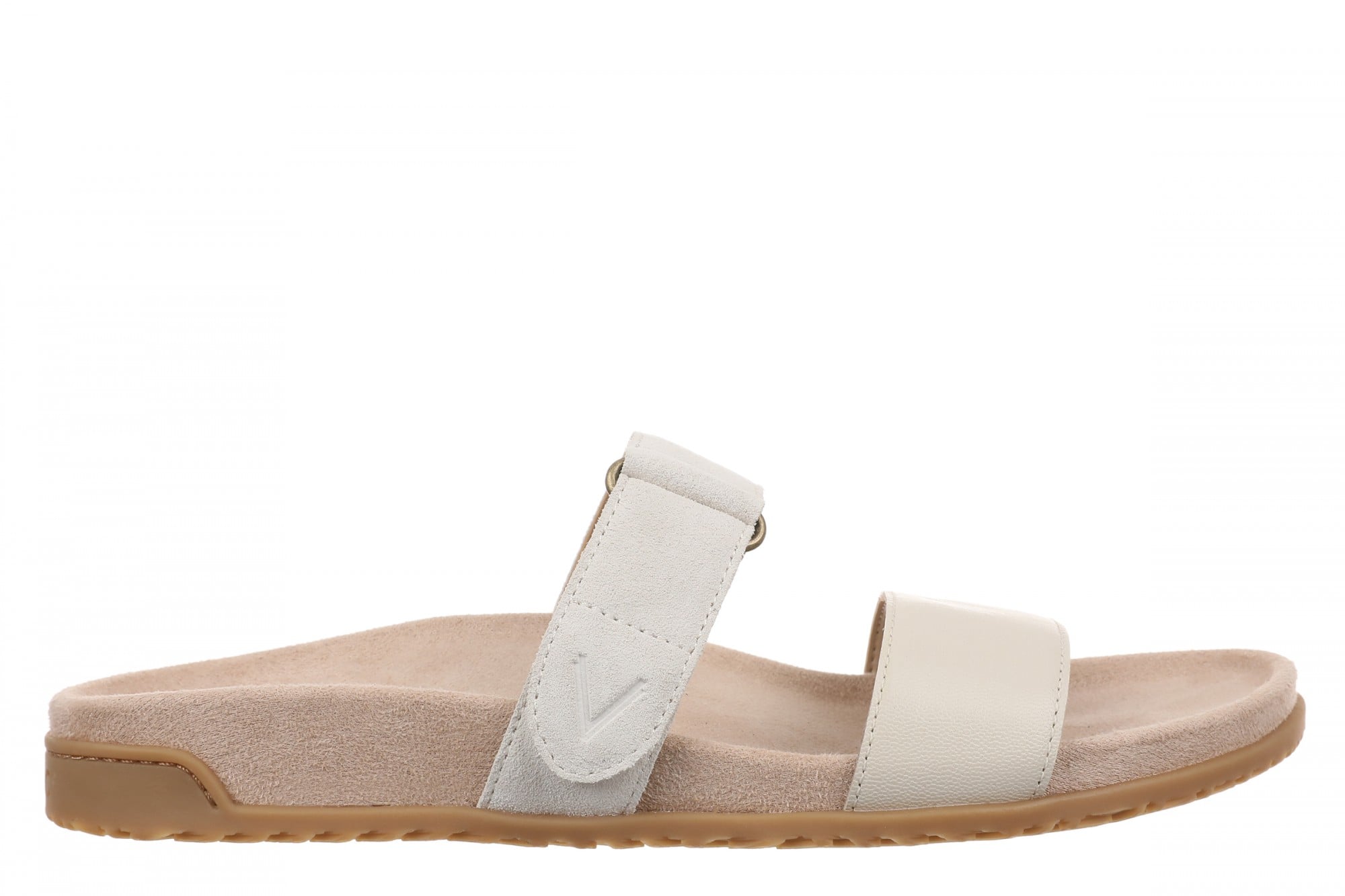 Vionic Elaine Women's Adjustable Arch Support Slide Sandal - CREAM Nappa Leather - Side