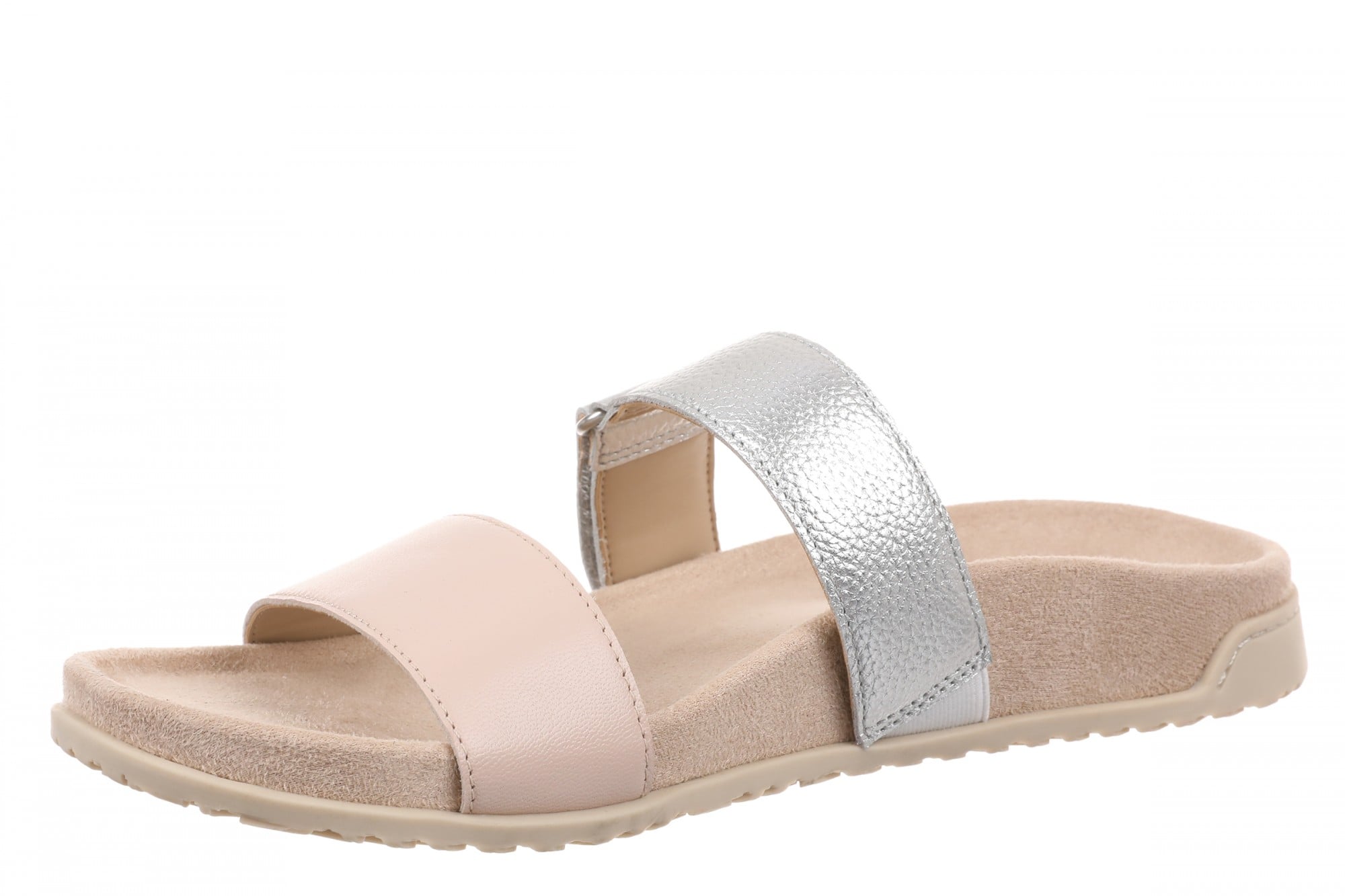 Vionic Elaine Women's Adjustable Arch Support Slide Sandal - Cameo Rose/Silver - Left angle