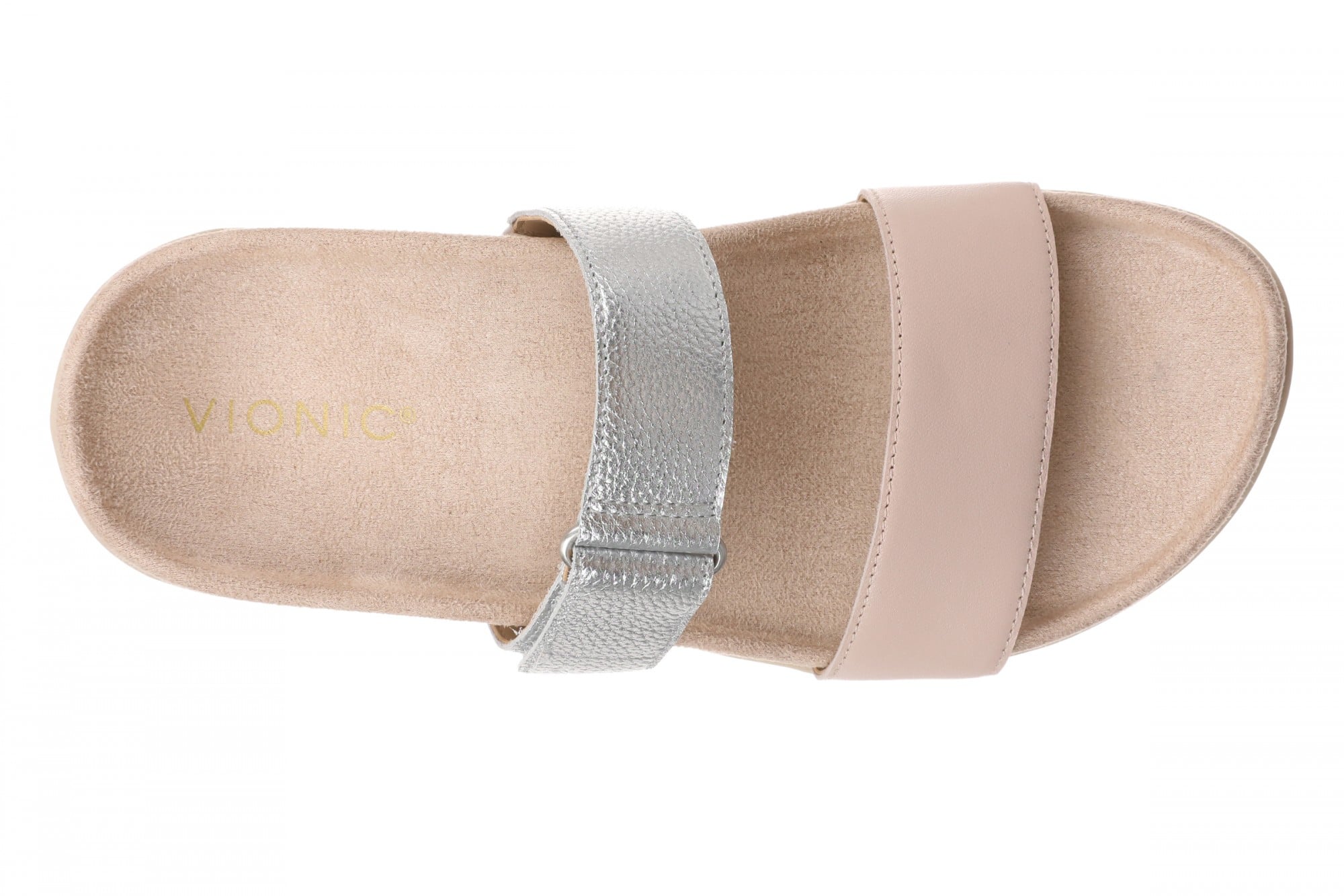 Vionic Elaine Women's Adjustable Arch Support Slide Sandal - Cameo Rose/Silver - Top