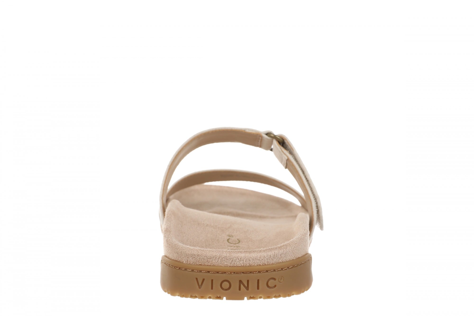 Vionic Elaine Women's Adjustable Arch Support Slide Sandal - CREAM Synthetic Leather - Back