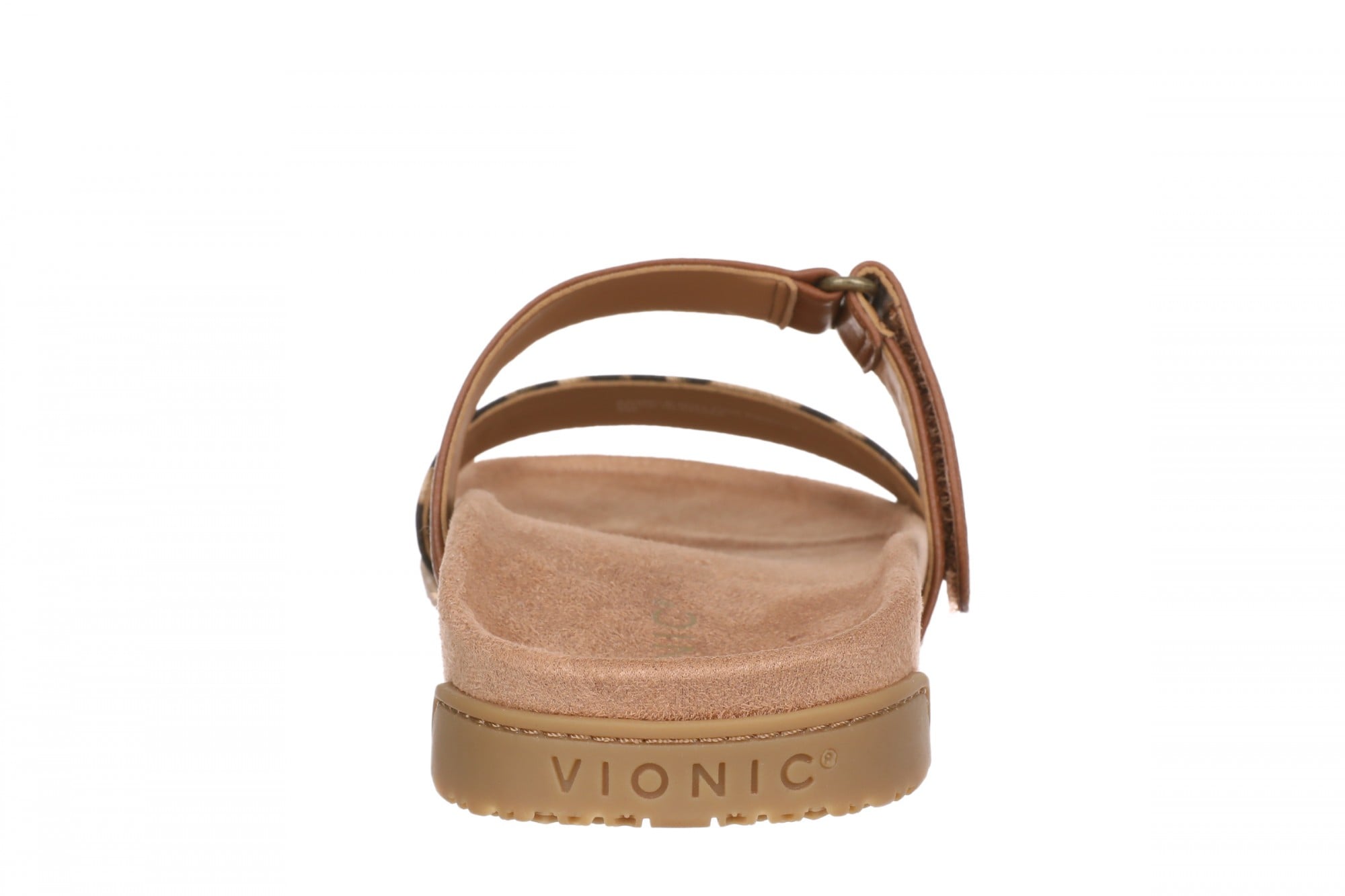 Vionic Elaine Women's Adjustable Arch Support Slide Sandal - Tan Leopard - Back