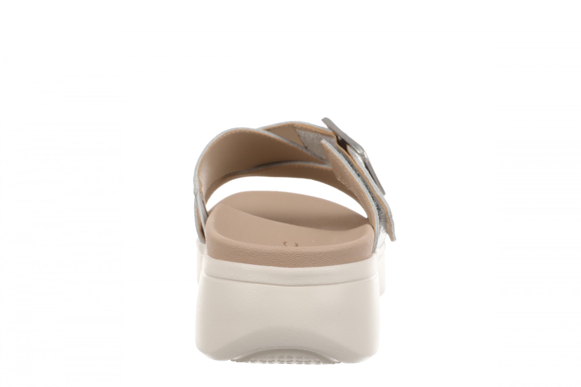 Vionic Starla Women's Orthotic Slide Sandal - Adjustable Buckle Comfort Platform - Silver - Back