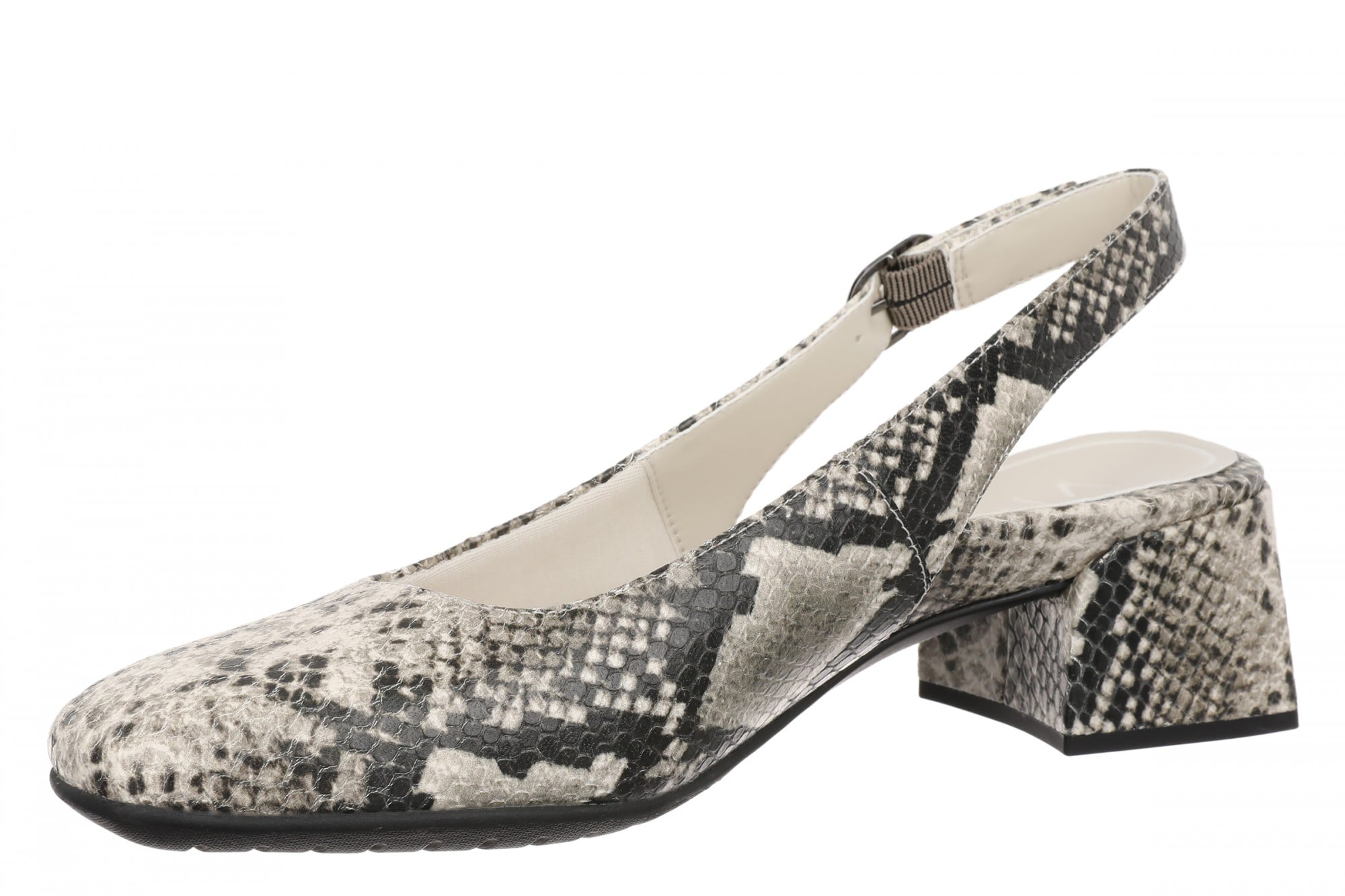 Vionic Reyes Women's Supportive Comfort Slingback Pump with Arch Support - Cream Snake - Left angle