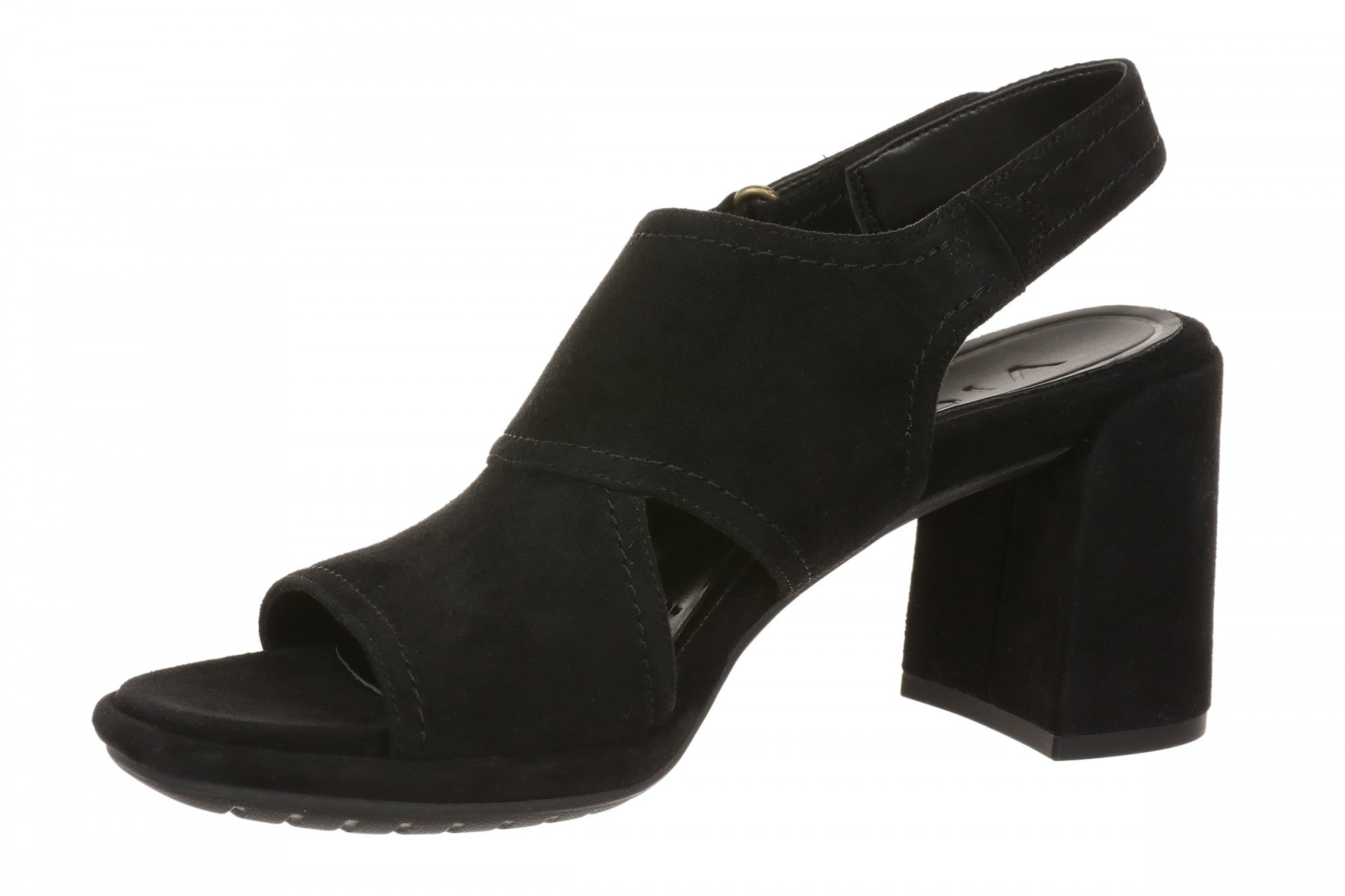 Vionic Bolinas Women's Comfortable Strappy Block-Heel Sandal with Orthotic Arch Support - Black - Left angle
