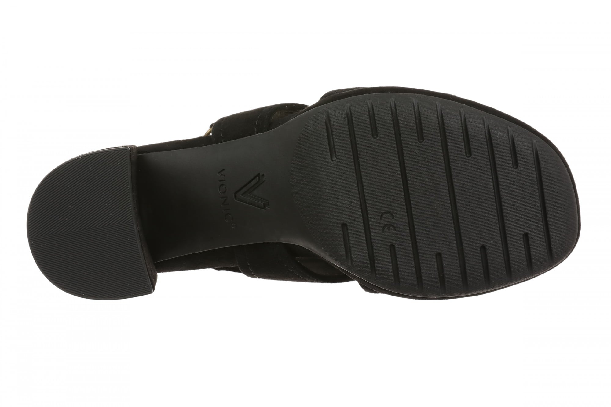 Vionic Bolinas Women's Comfortable Strappy Block-Heel Sandal with Orthotic Arch Support - Black - Bottom