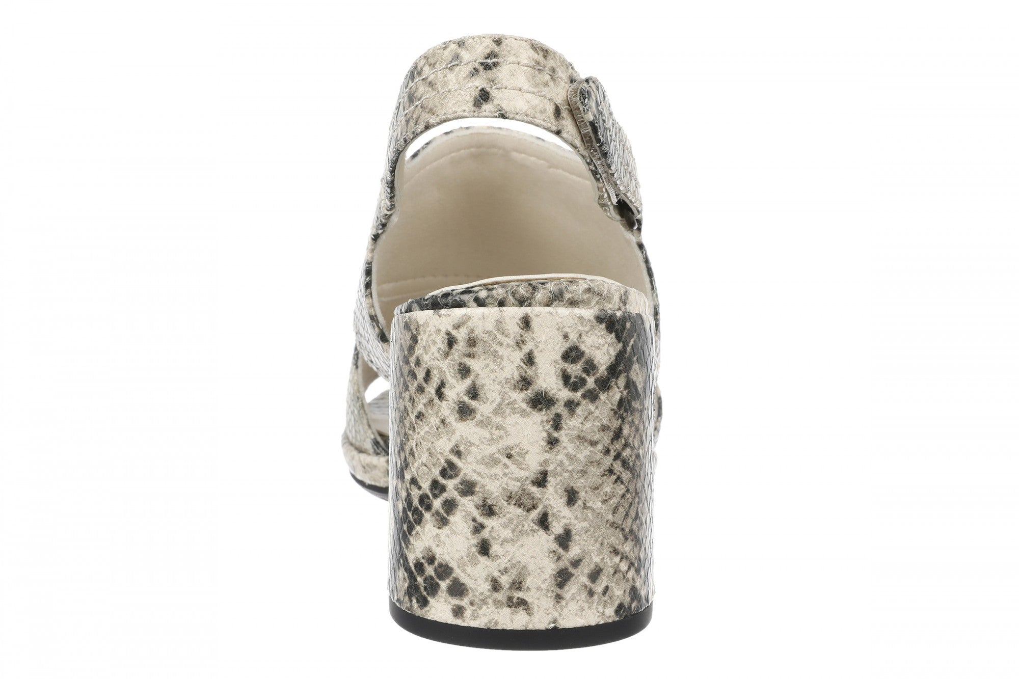 Vionic Bolinas Women's Comfortable Strappy Block-Heel Sandal with Orthotic Arch Support - Cream Snake - Back