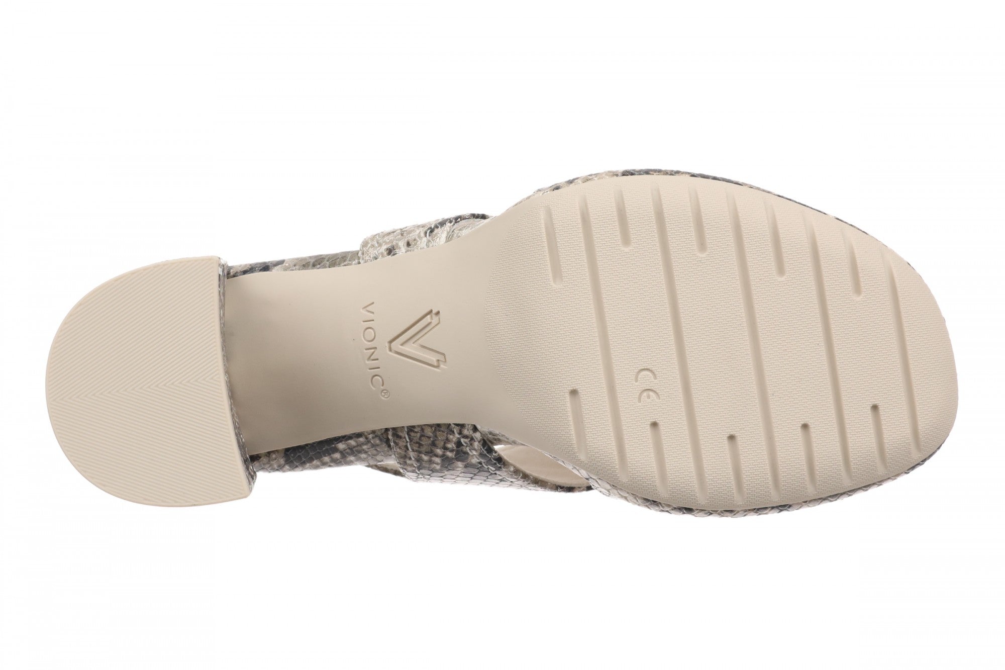 Vionic Bolinas Women's Comfortable Strappy Block-Heel Sandal with Orthotic Arch Support - Cream Snake - Lifestyle