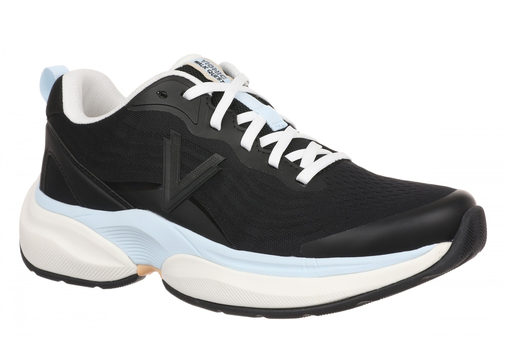Vionic Walk Quest Women's Lightweight Comfort Orthotic Arch Support Walking Shoes in Black