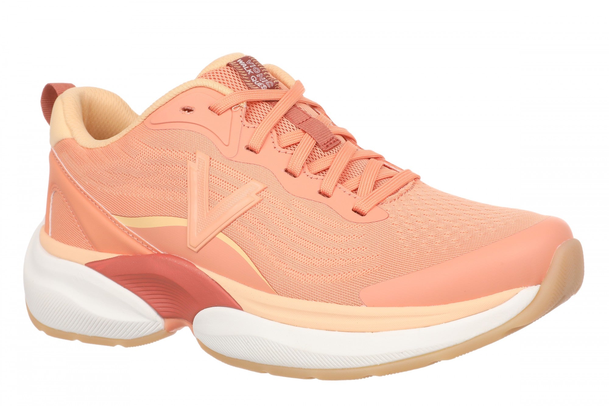 Vionic Walk Quest Women's Lightweight Comfort Orthotic Arch Support Walking Shoes in Shell Coral
