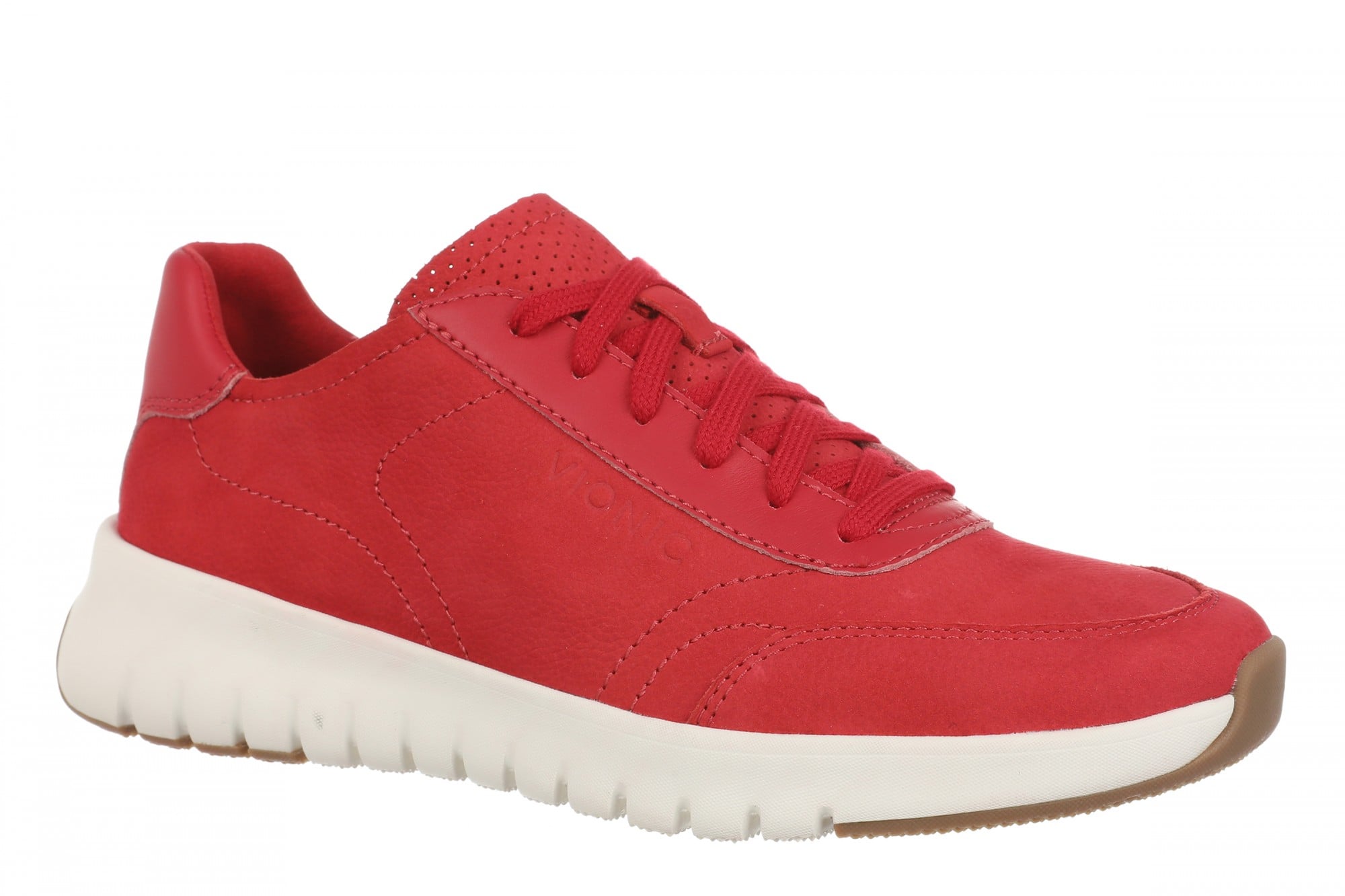 Vionic Uptown Sneaker - Women's Orthotic Arch Support Comfort Lace-Up Shoes - Varsity Red - Angle main