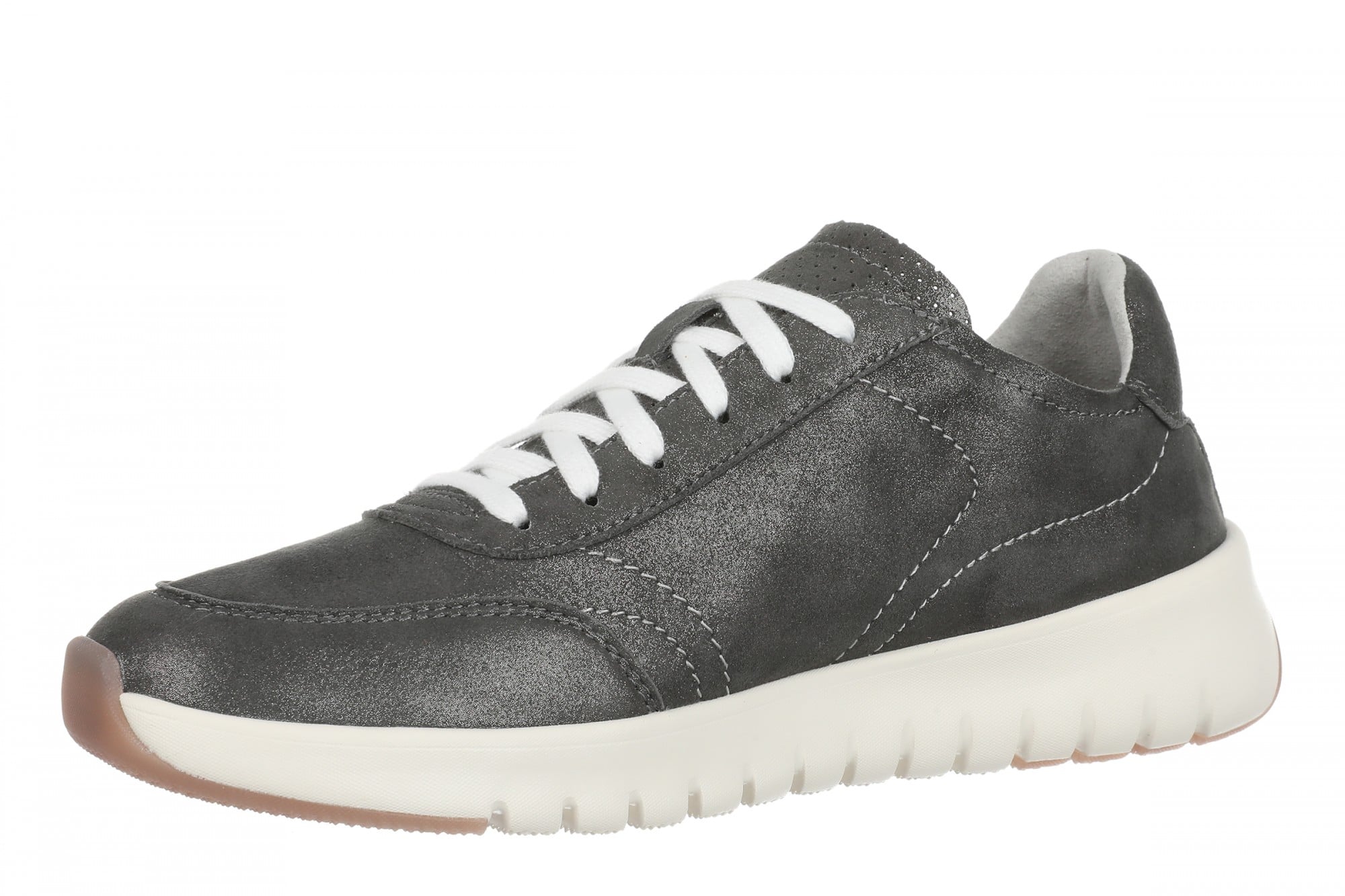 Vionic Uptown Sneaker - Women's Orthotic Arch Support Comfort Lace-Up Shoes - Polluted Silver - Left angle