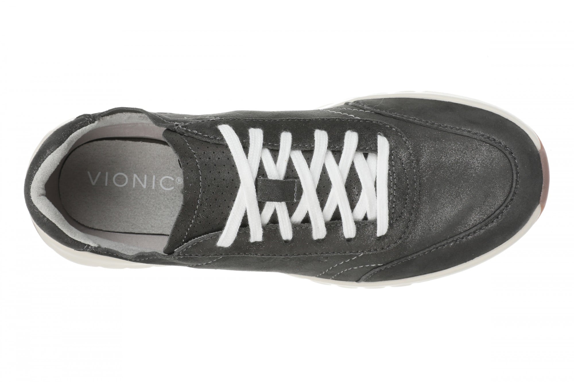 Vionic Uptown Sneaker - Women's Orthotic Arch Support Comfort Lace-Up Shoes - Polluted Silver - Top