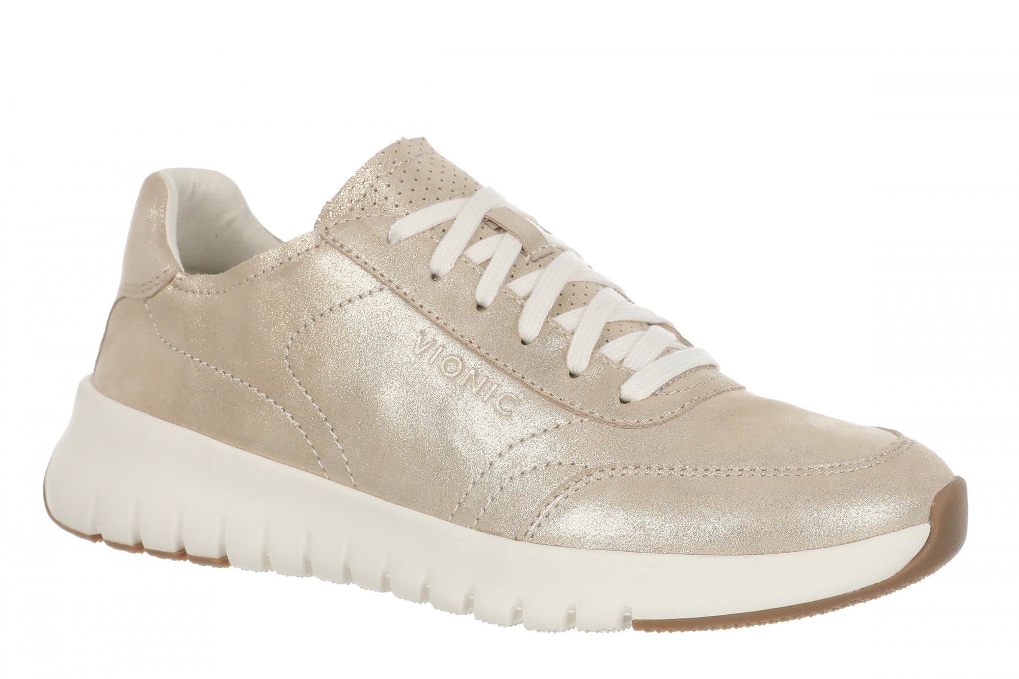 Vionic Uptown Sneaker - Women's Orthotic Arch Support Comfort Lace-Up Shoes - Gold - Angle main