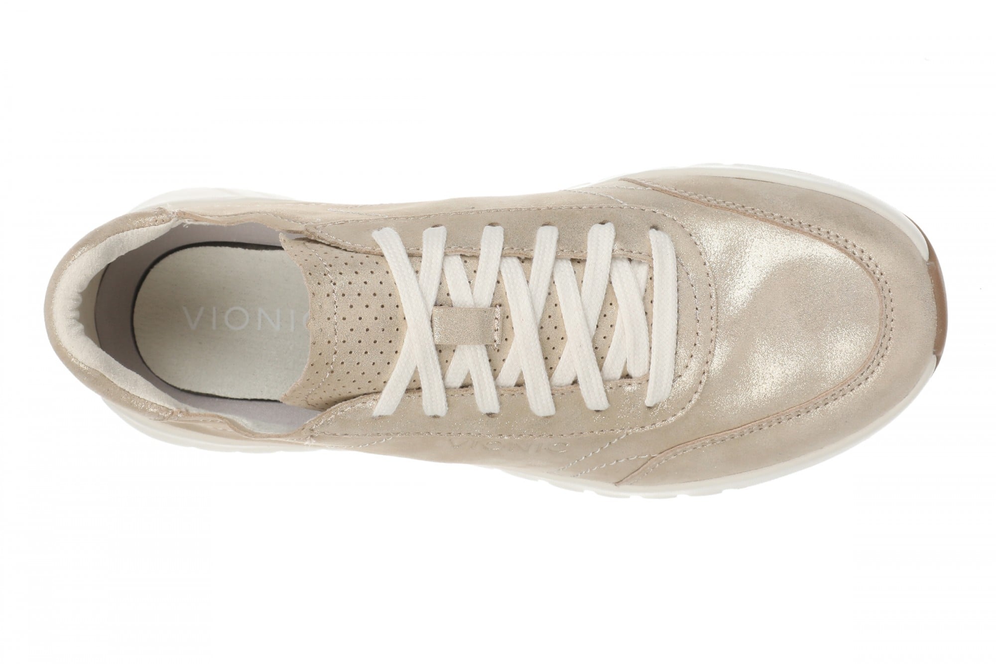 Vionic Uptown Sneaker - Women's Orthotic Arch Support Comfort Lace-Up Shoes - Gold - Top