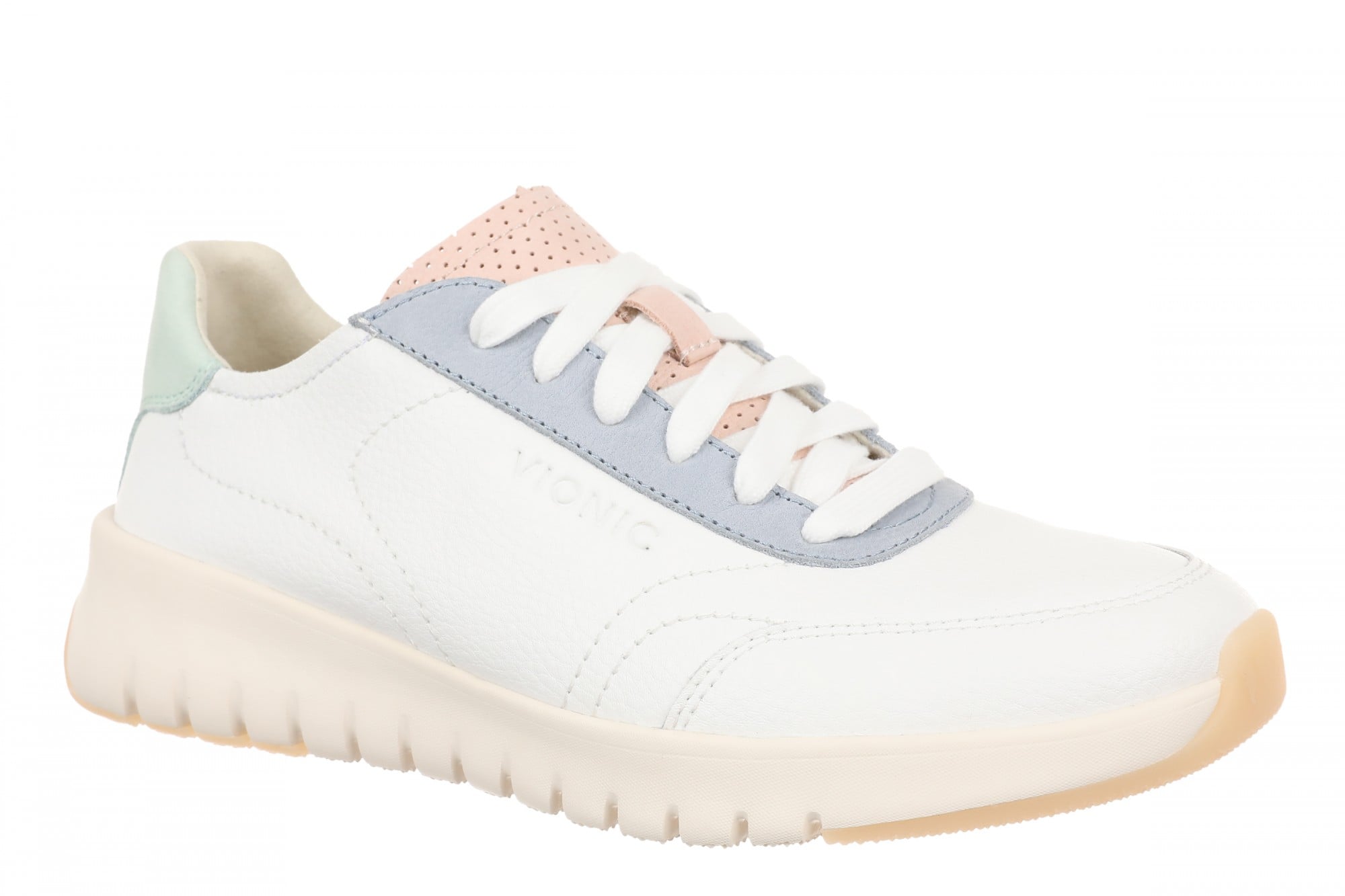 Vionic Uptown Sneaker - Women's Orthotic Arch Support Comfort Lace-Up Shoes - White Multi - Angle main