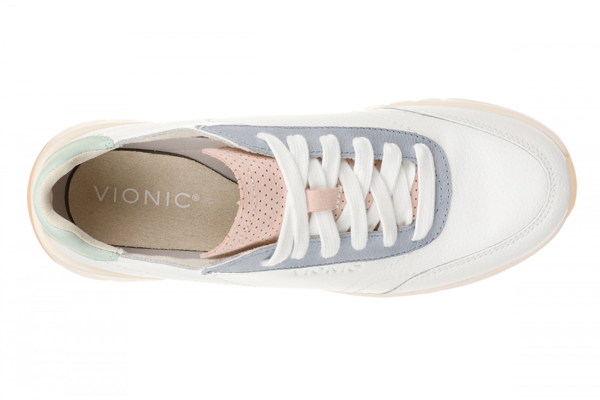 Vionic Uptown Sneaker - Women's Orthotic Arch Support Comfort Lace-Up Shoes - White Multi - Top