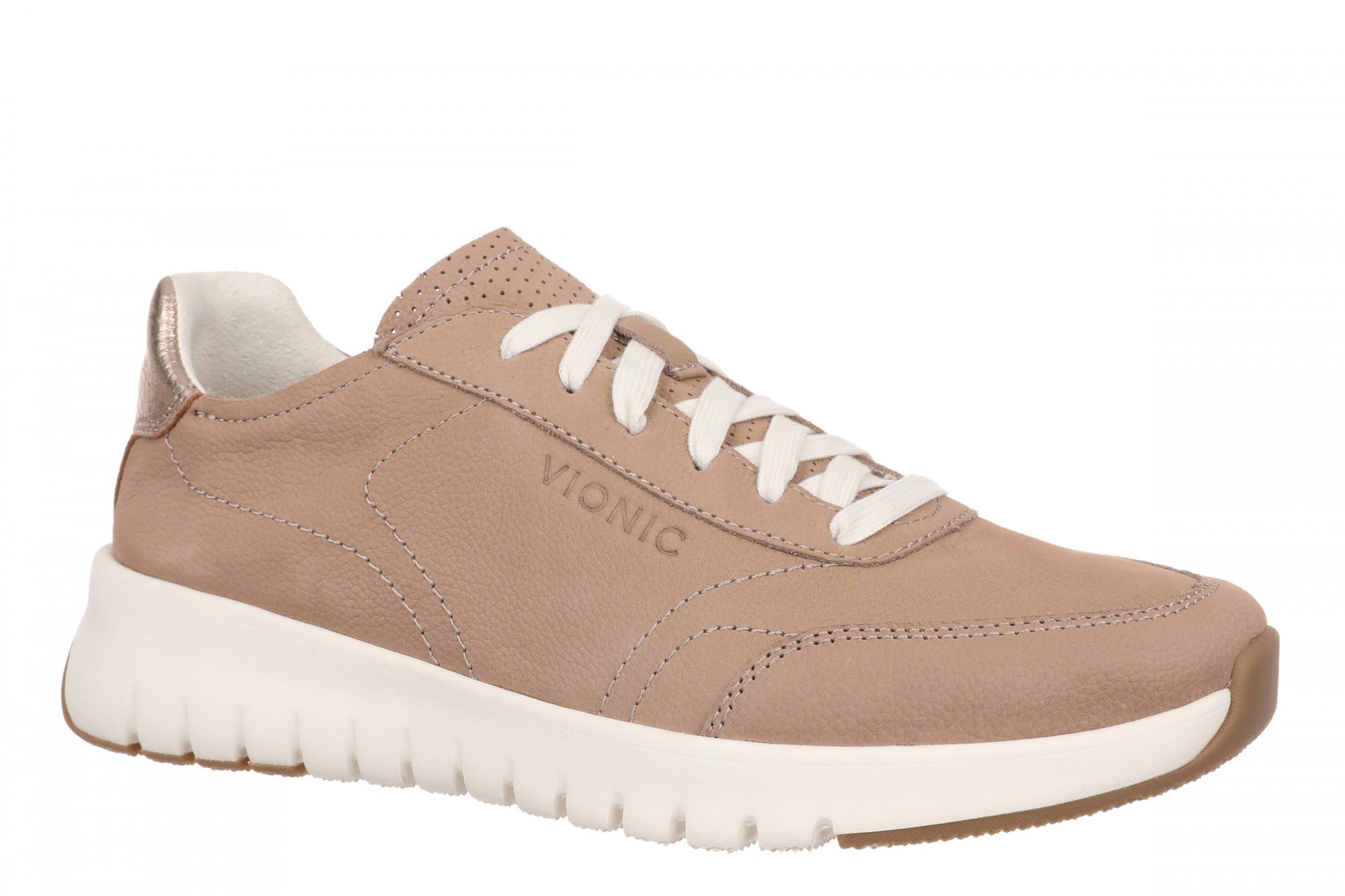 Vionic Uptown Sneaker - Women's Orthotic Arch Support Comfort Lace-Up Shoes in Desert Sand