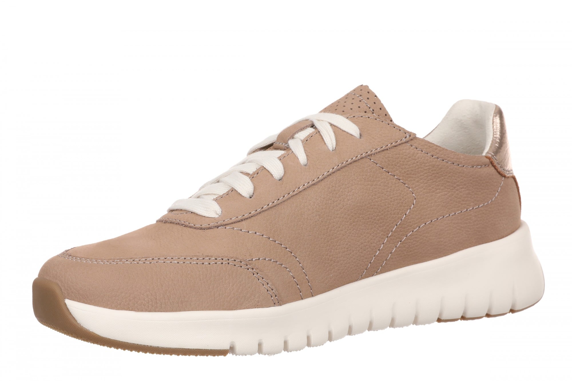 Vionic Uptown Sneaker - Women's Orthotic Arch Support Comfort Lace-Up Shoes - Desert Sand - Left angle