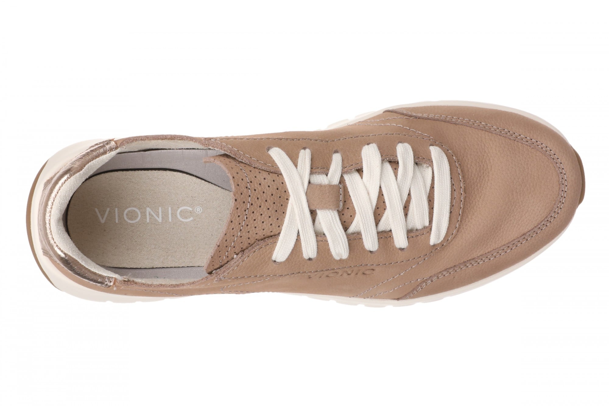 Vionic Uptown Sneaker - Women's Orthotic Arch Support Comfort Lace-Up Shoes - Desert Sand - Top