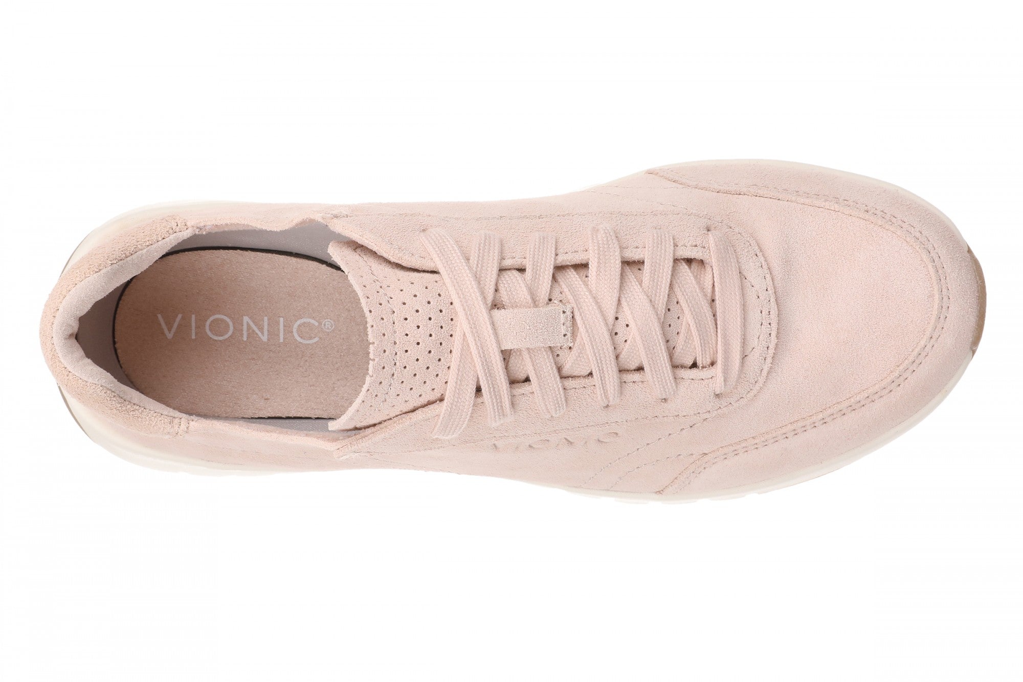 Vionic Uptown Sneaker - Women's Orthotic Arch Support Comfort Lace-Up Shoes - Cameo Rose - Top