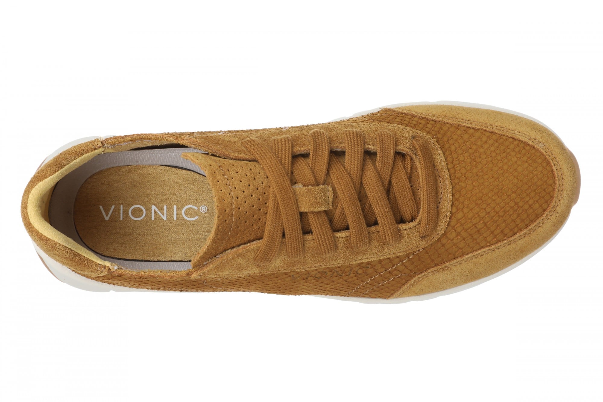 Vionic Uptown Sneaker - Women's Orthotic Arch Support Comfort Lace-Up Shoes - Golden Brown - Top