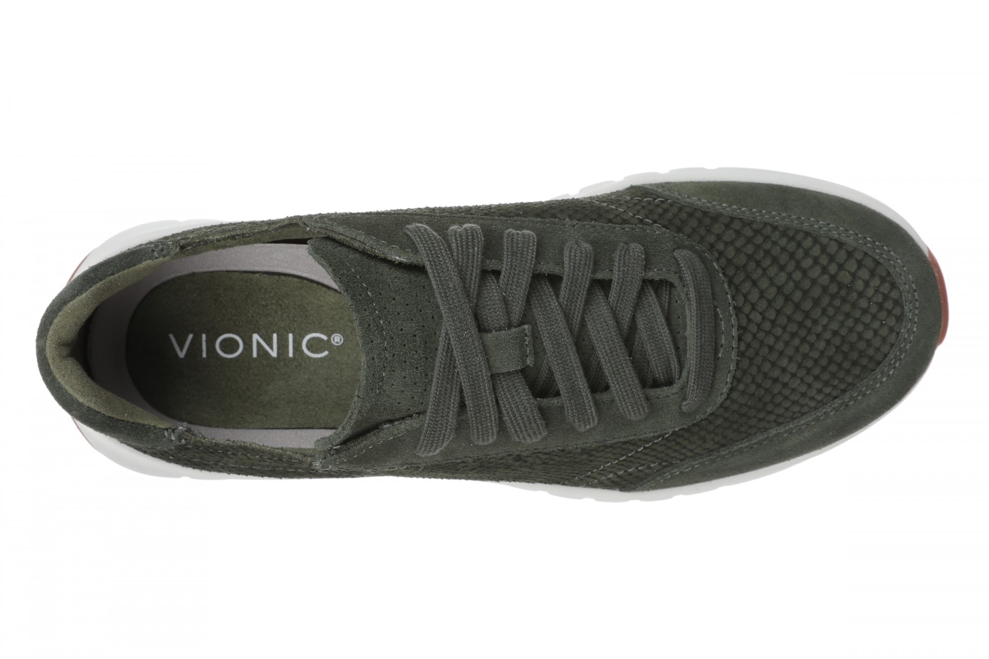 Vionic Uptown Sneaker - Women's Orthotic Arch Support Comfort Lace-Up Shoes - Olive Moss - Top