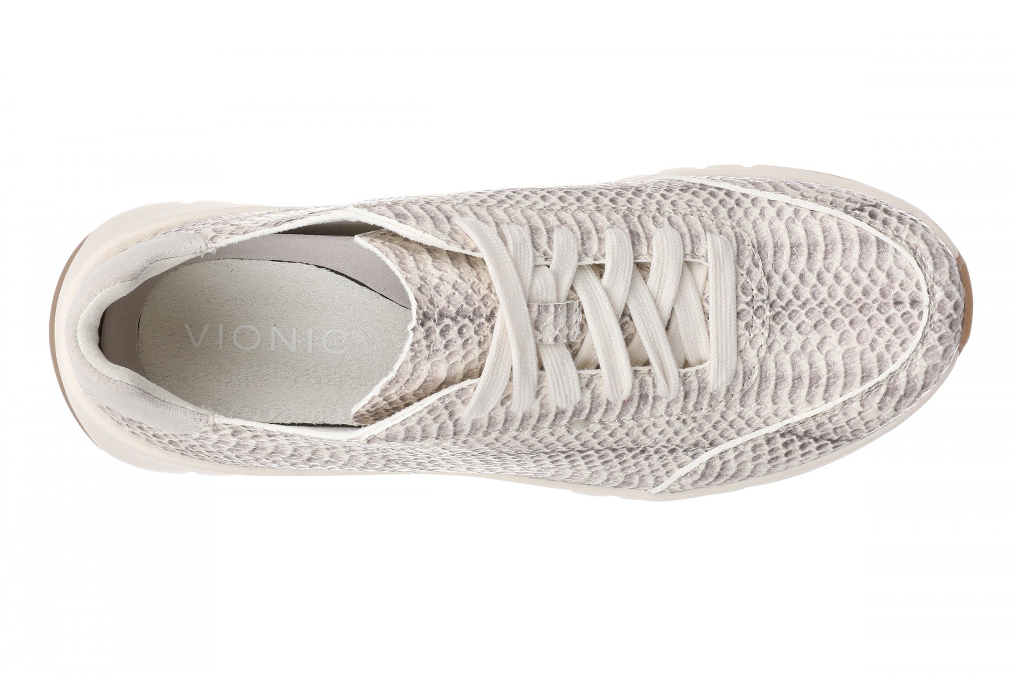 Vionic Uptown Sneaker - Women's Orthotic Arch Support Comfort Lace-Up Shoes - Ivory Python - Top