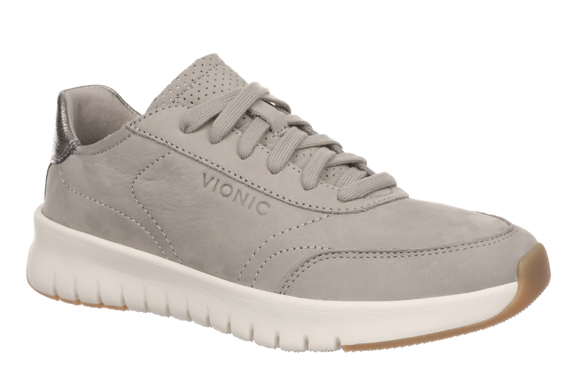 Vionic Uptown Sneaker - Women's Orthotic Arch Support Comfort Lace-Up Shoes - Pashmina Grey - Angle main