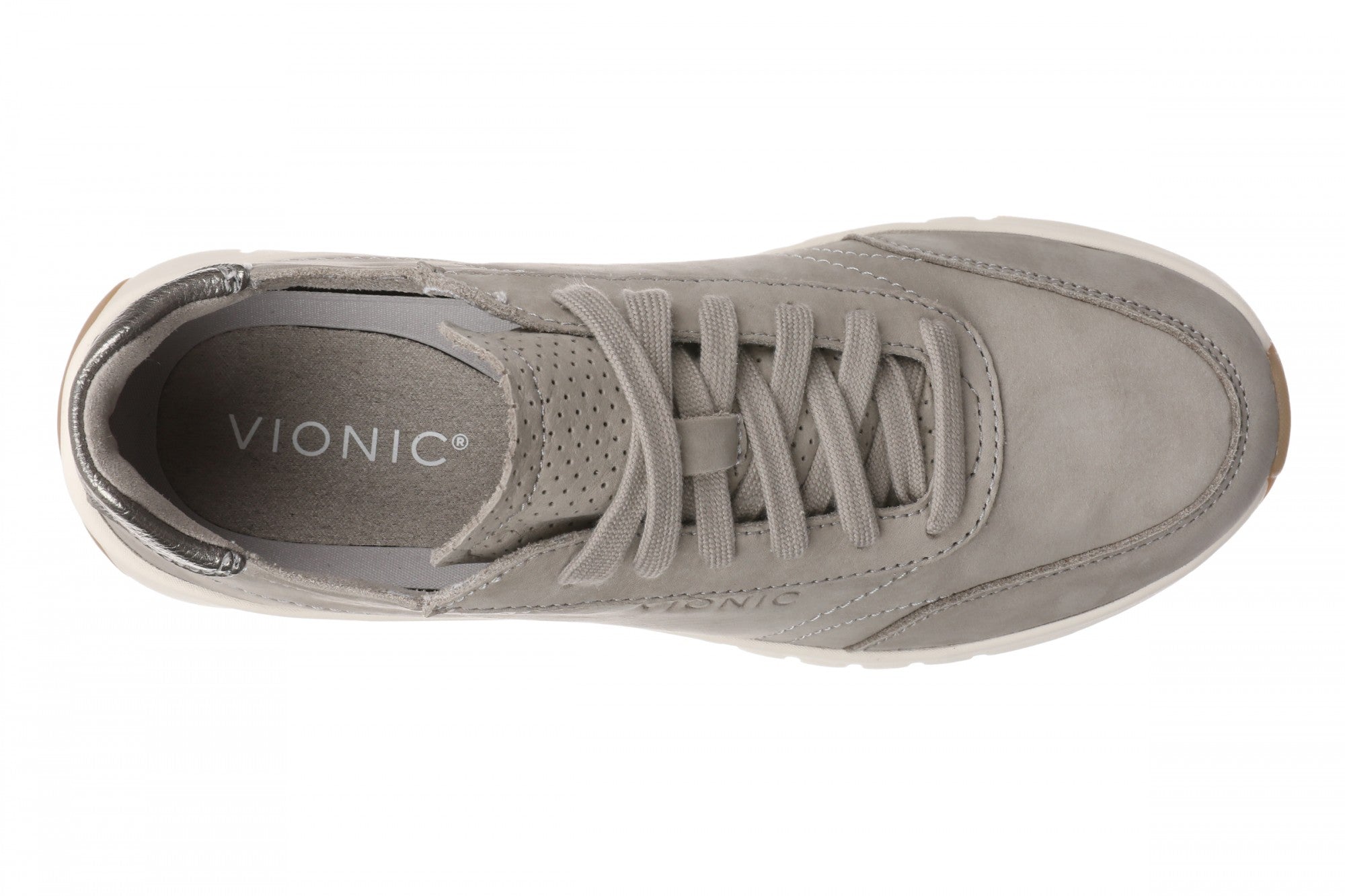 Vionic Uptown Sneaker - Women's Orthotic Arch Support Comfort Lace-Up Shoes - Pashmina Grey - Top