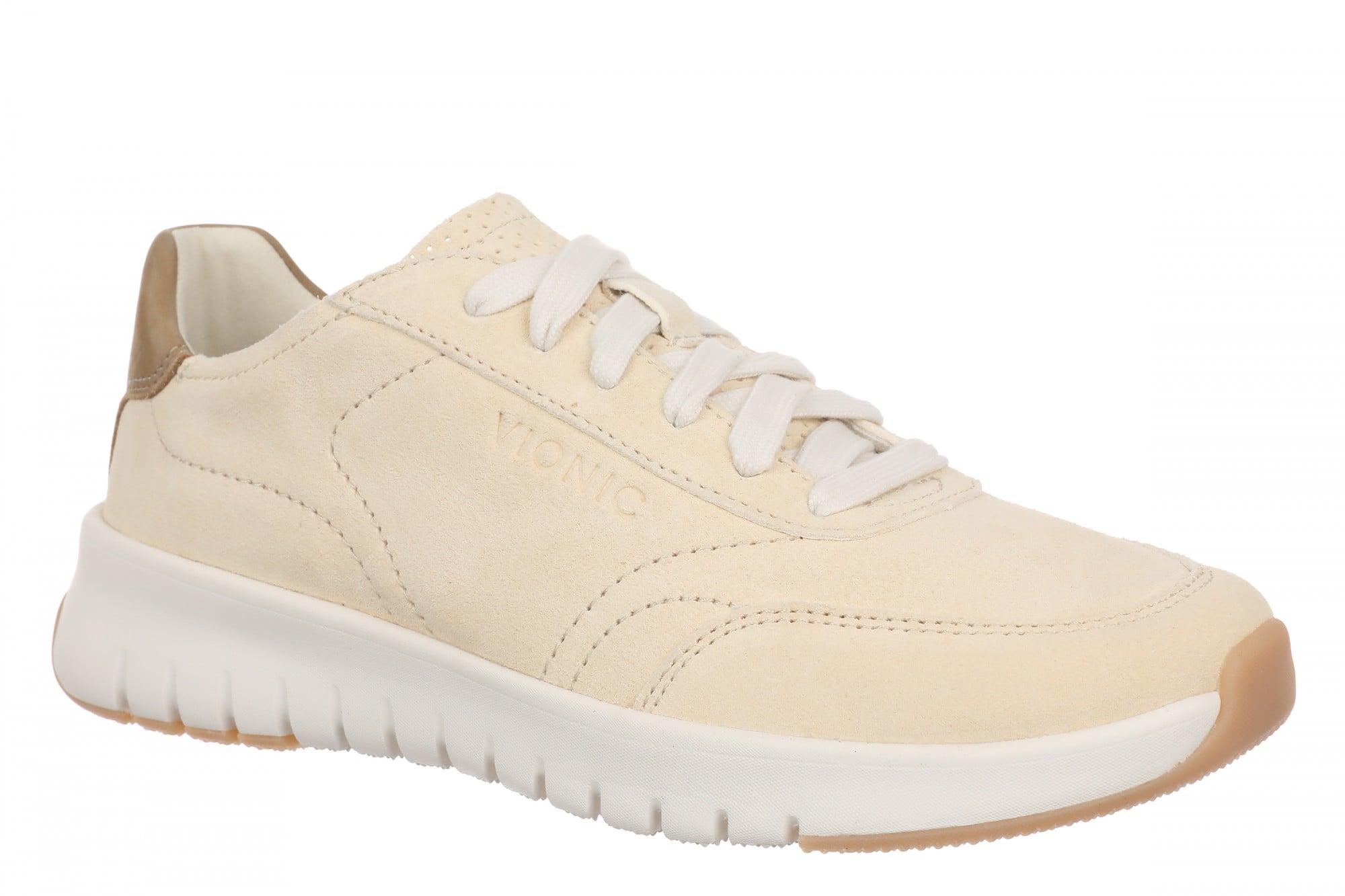 Vionic Uptown Sneaker - Women's Orthotic Arch Support Comfort Lace-Up Shoes - Vanilla Creme - Angle main