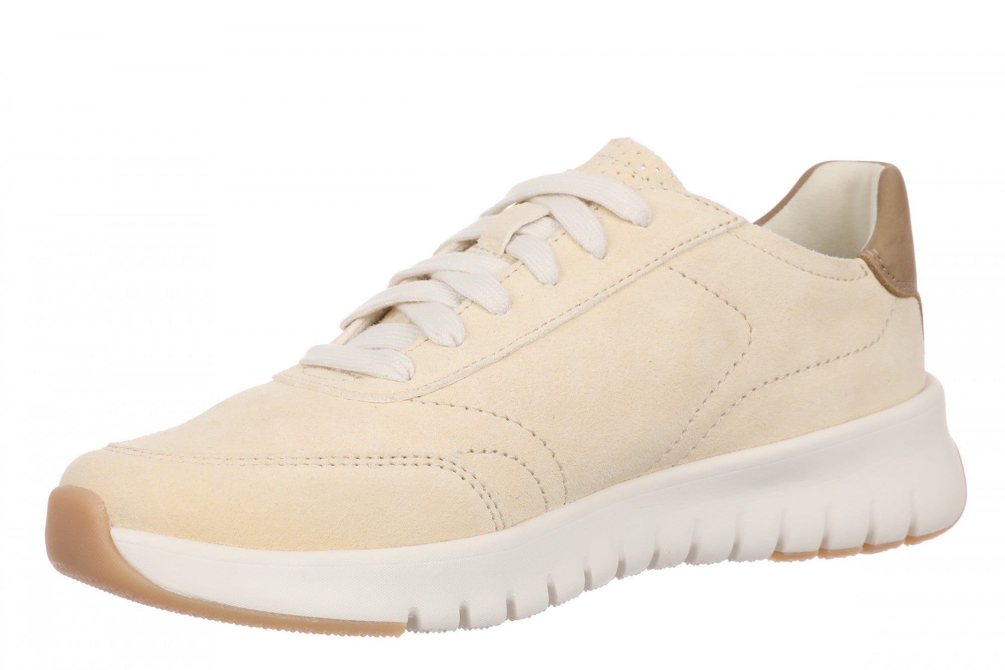 Vionic Uptown Sneaker - Women's Orthotic Arch Support Comfort Lace-Up Shoes - Vanilla Creme - Left angle