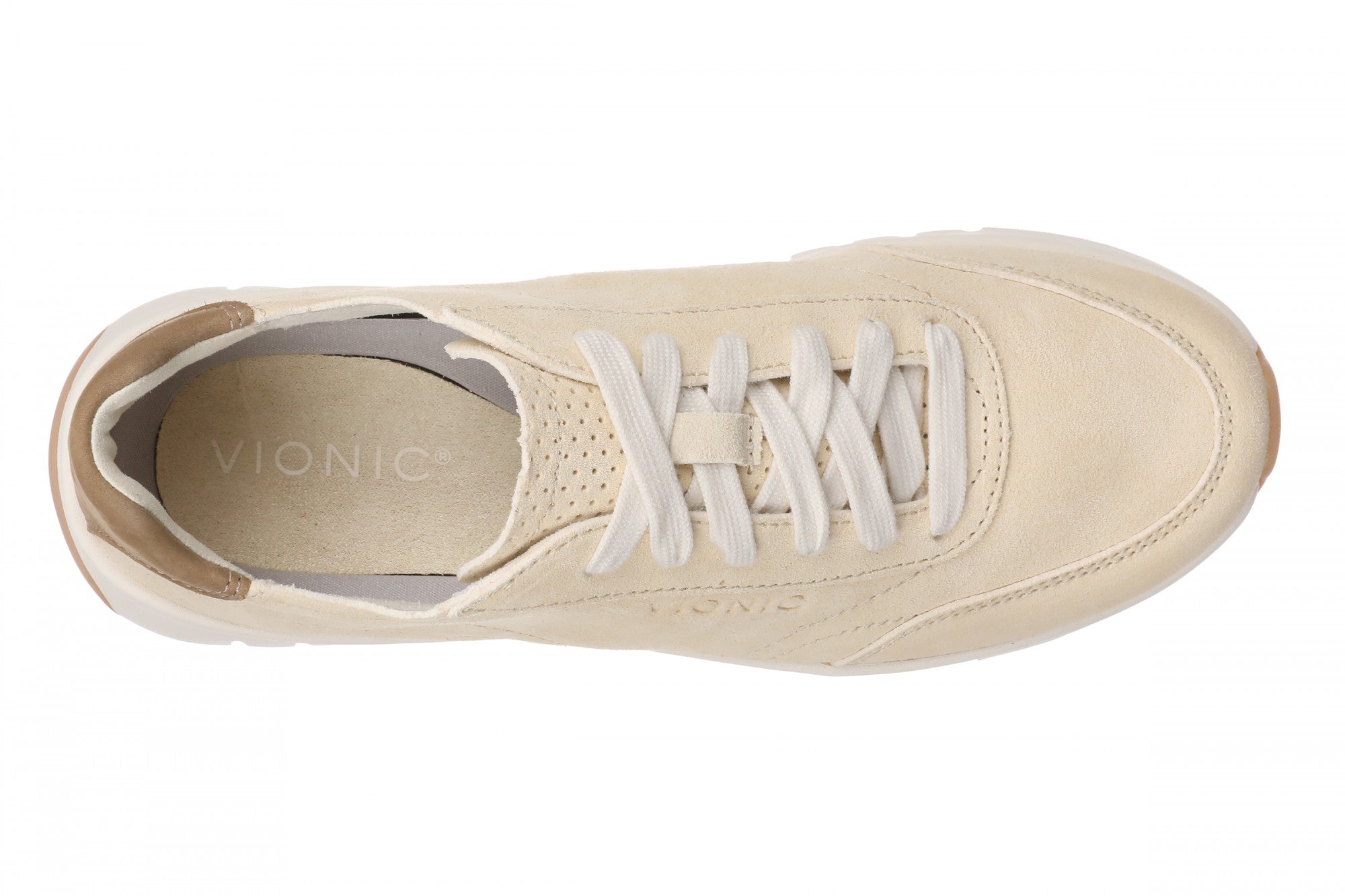 Vionic Uptown Sneaker - Women's Orthotic Arch Support Comfort Lace-Up Shoes - Vanilla Creme - Top