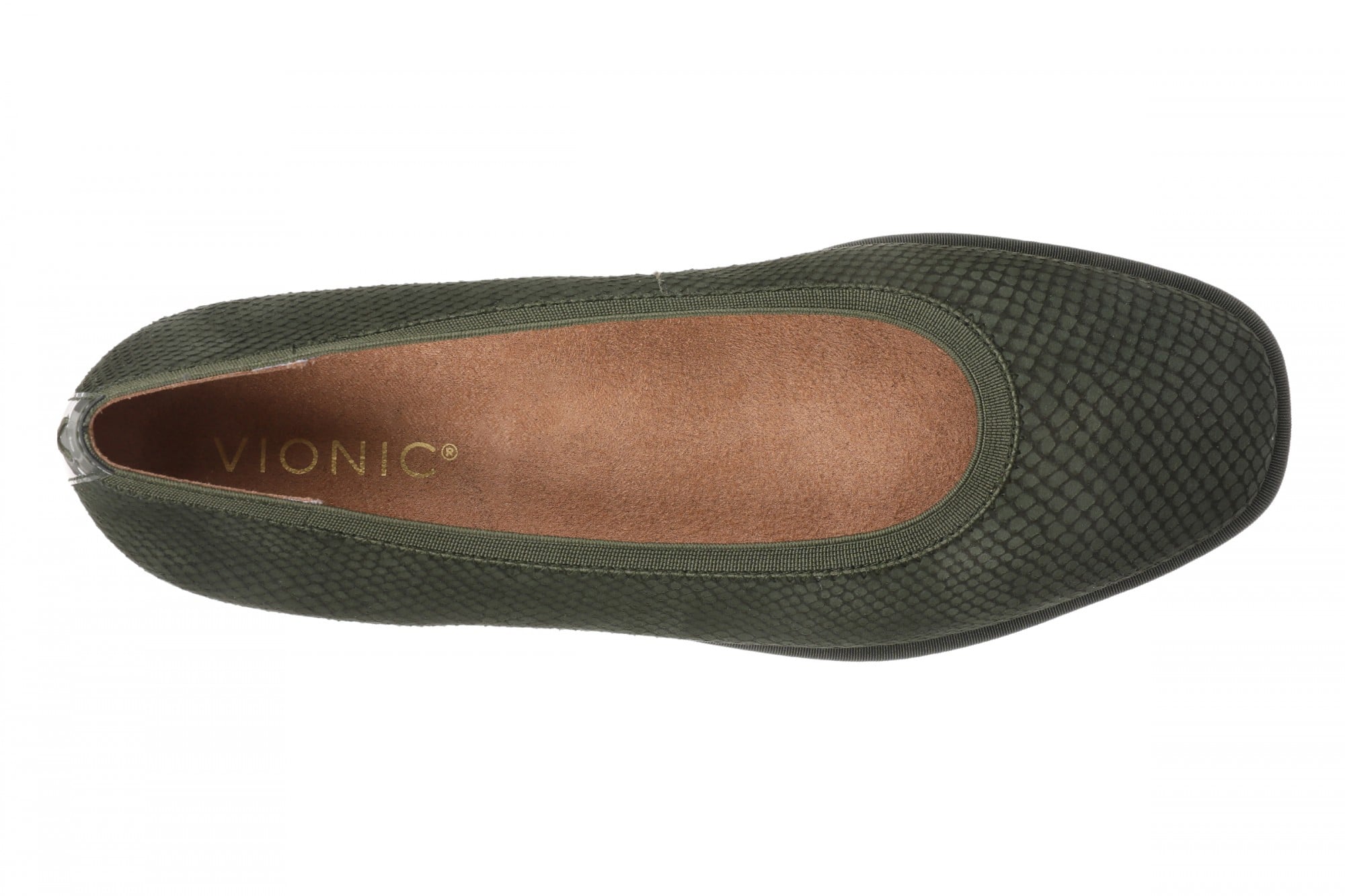 Vionic Caroll 2.0 Women's Elegant Orthotic Ballet Flat with Arch Support - Olive Moss - Top