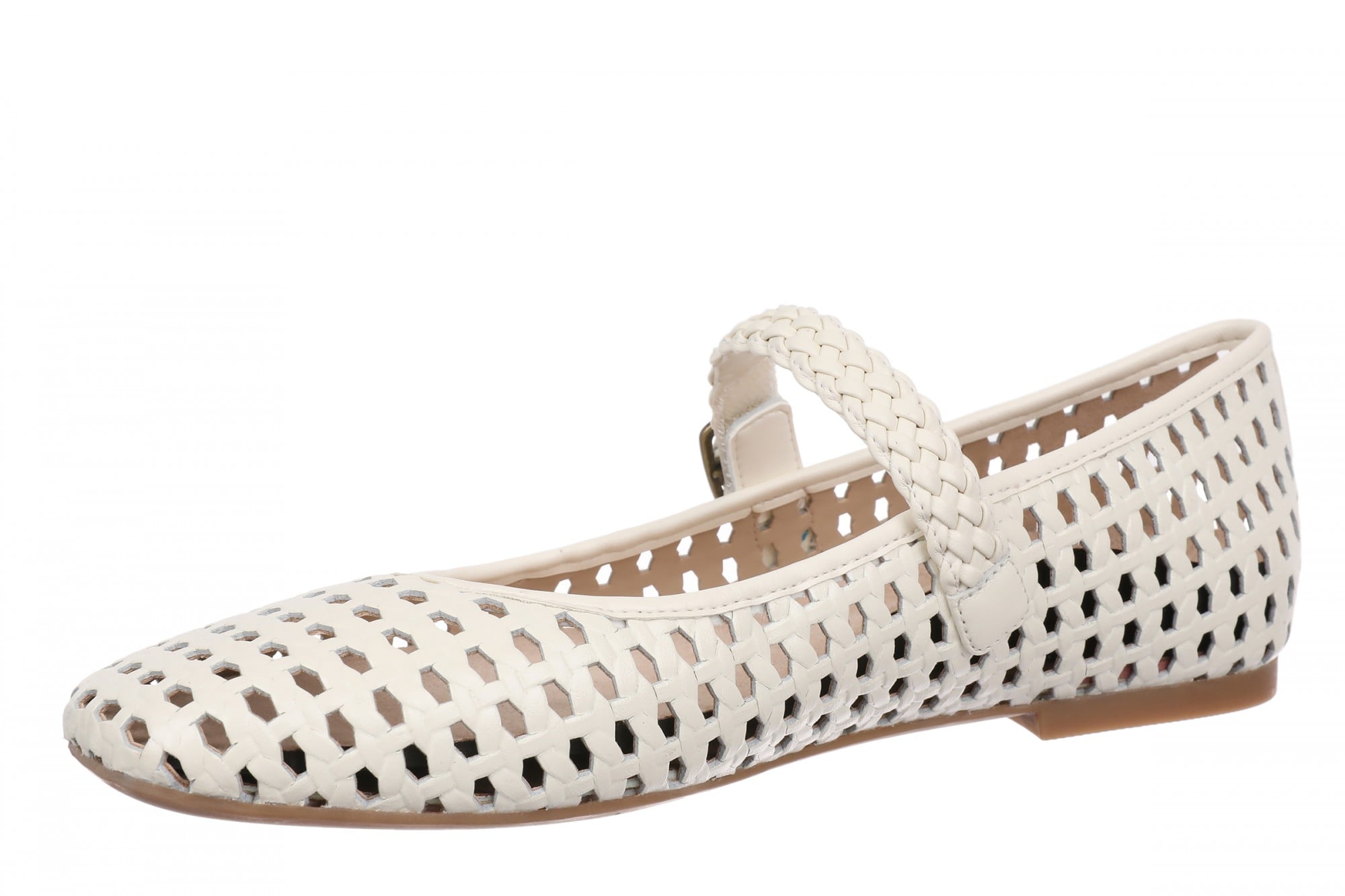 Vionic Alameda Woven Women's Mary Jane Comfort Shoe - Ivory - Left angle