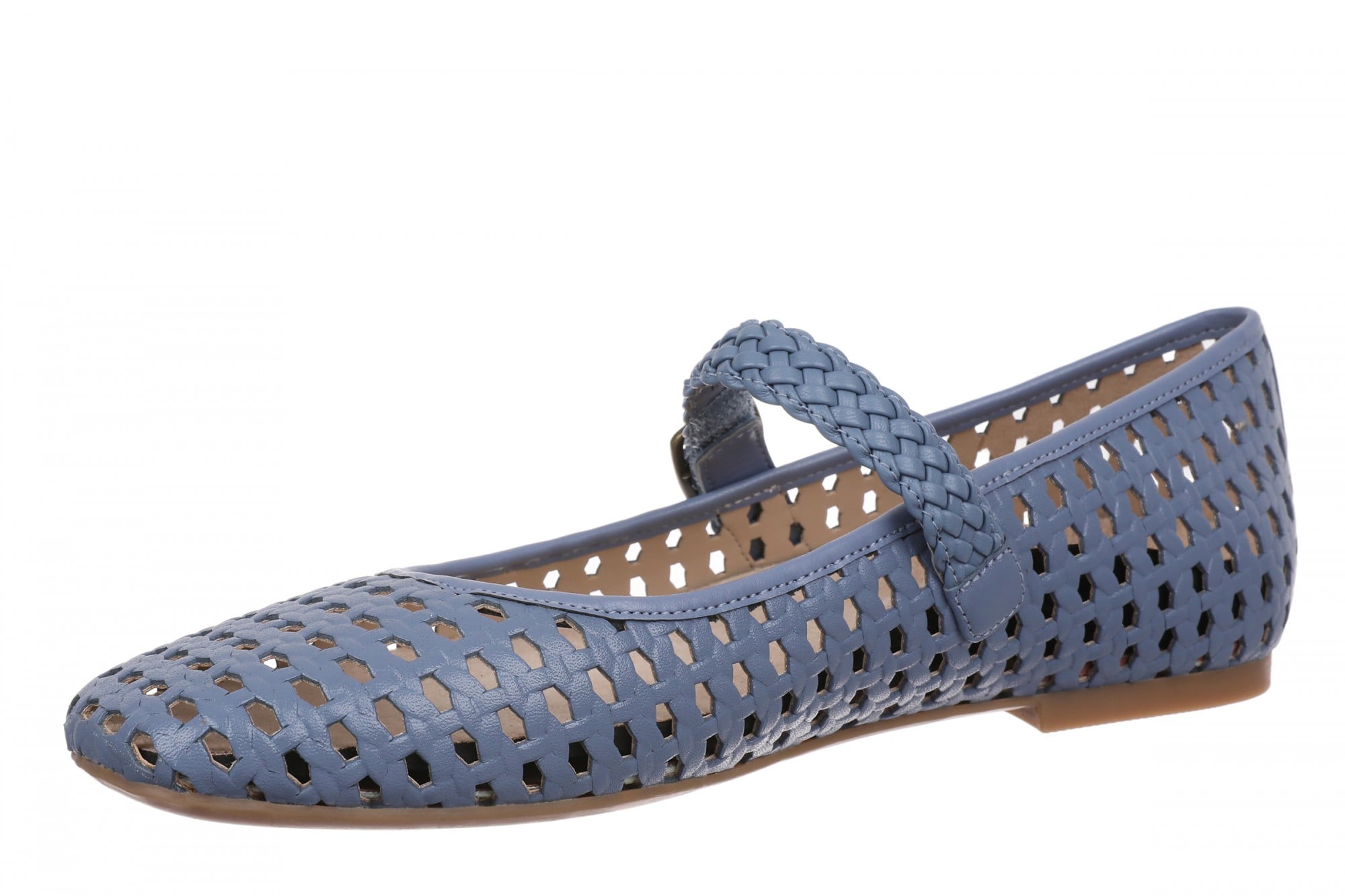 Vionic Alameda Woven Women's Mary Jane Comfort Shoe - Pacific Blue - Left angle