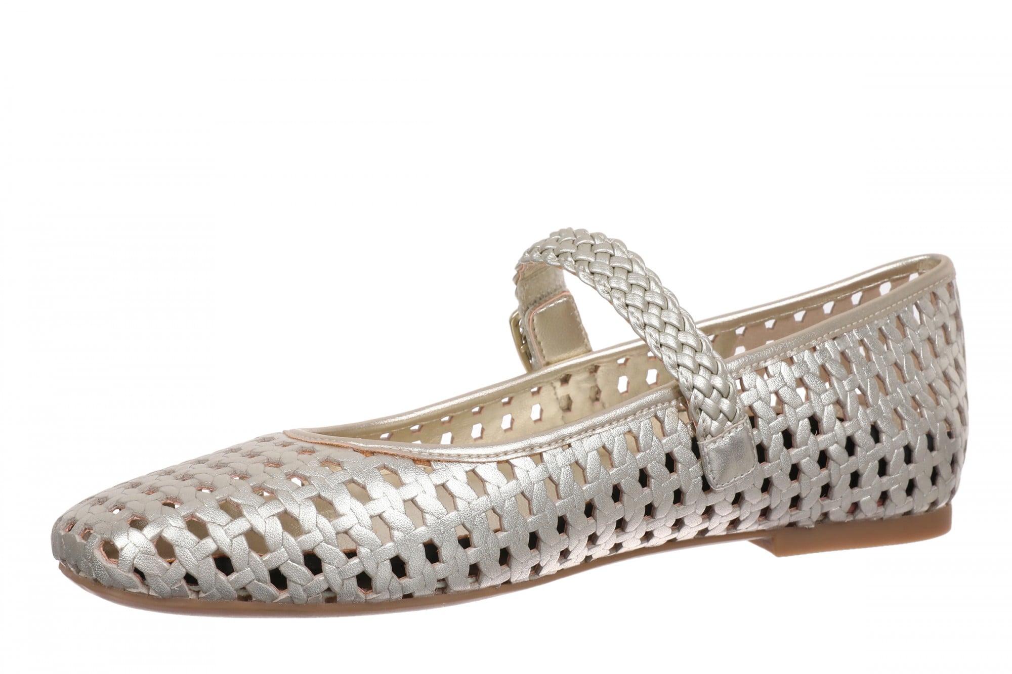 Vionic Alameda Woven Women's Mary Jane Comfort Shoe - Gold - Left angle