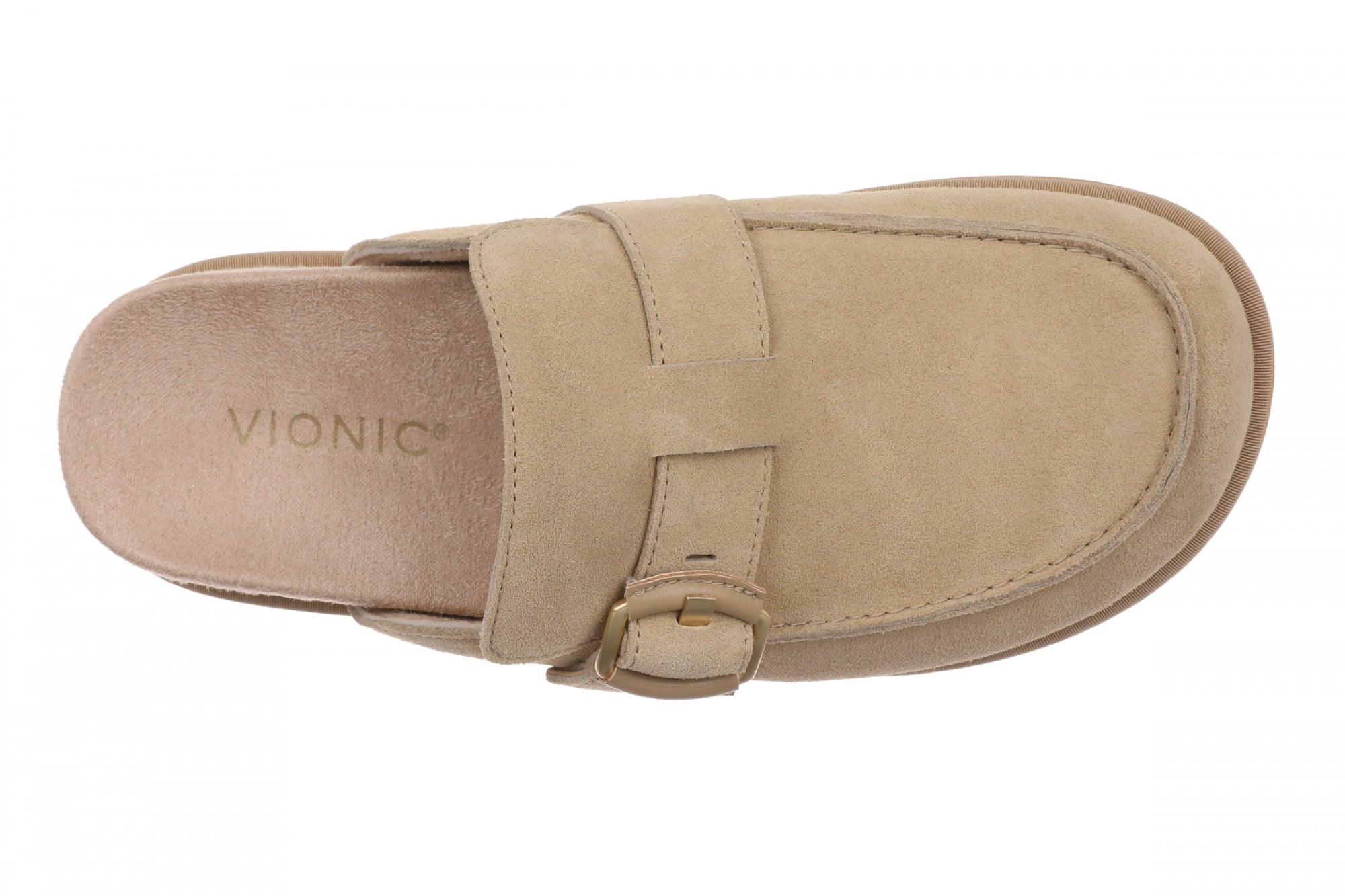 Vionic Arroyo Women's Suede Cushioned Mule Clog - Caramel - Top
